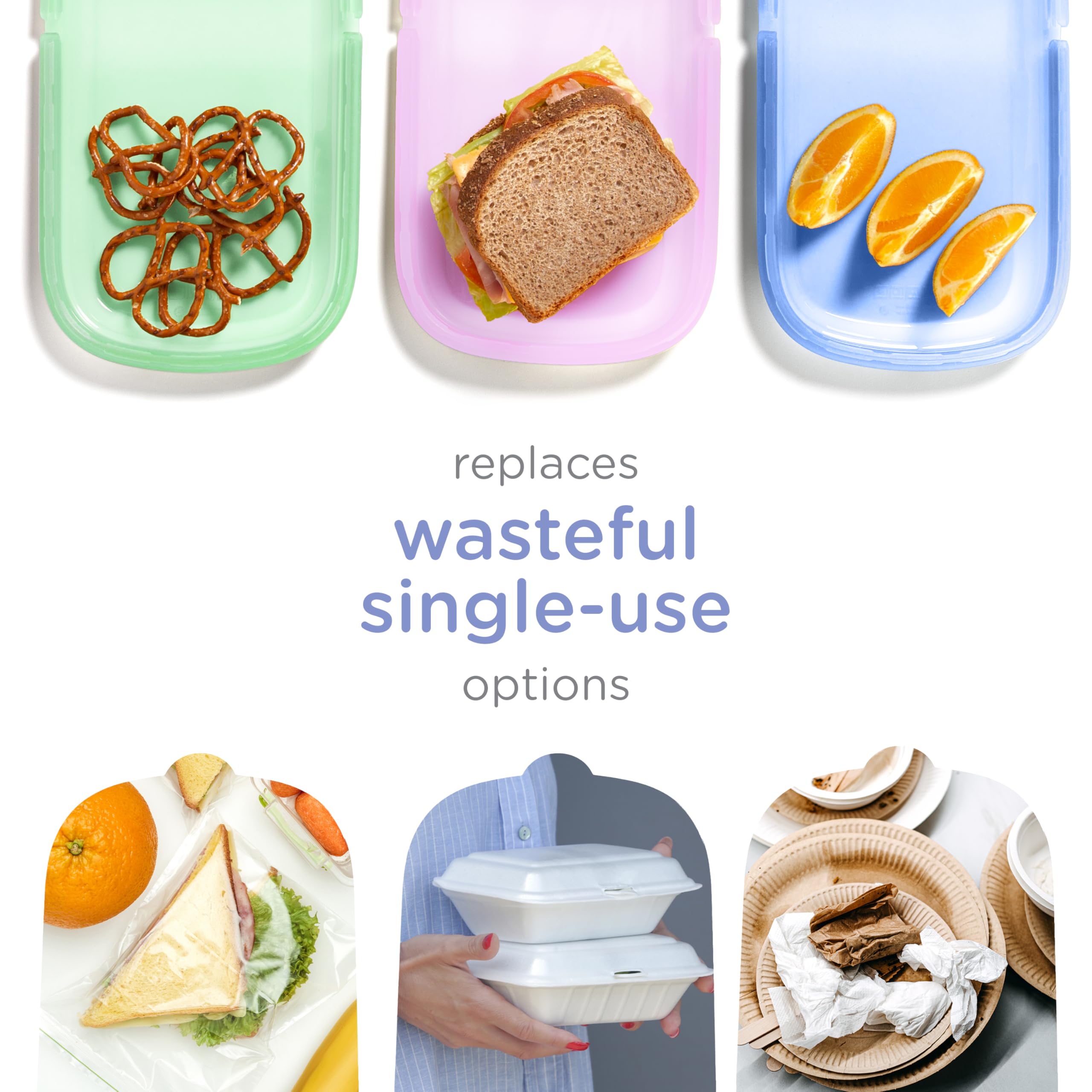 Ubbi Platemate Reusable Silicone Storage Bag, Smoothie Purple | Opens Flat as Placemat, Dishwasher & Freezer-Safe, Lunch Container, Leakproof Sandwich & Snack Bag, Easy to Clean, BPA-Free