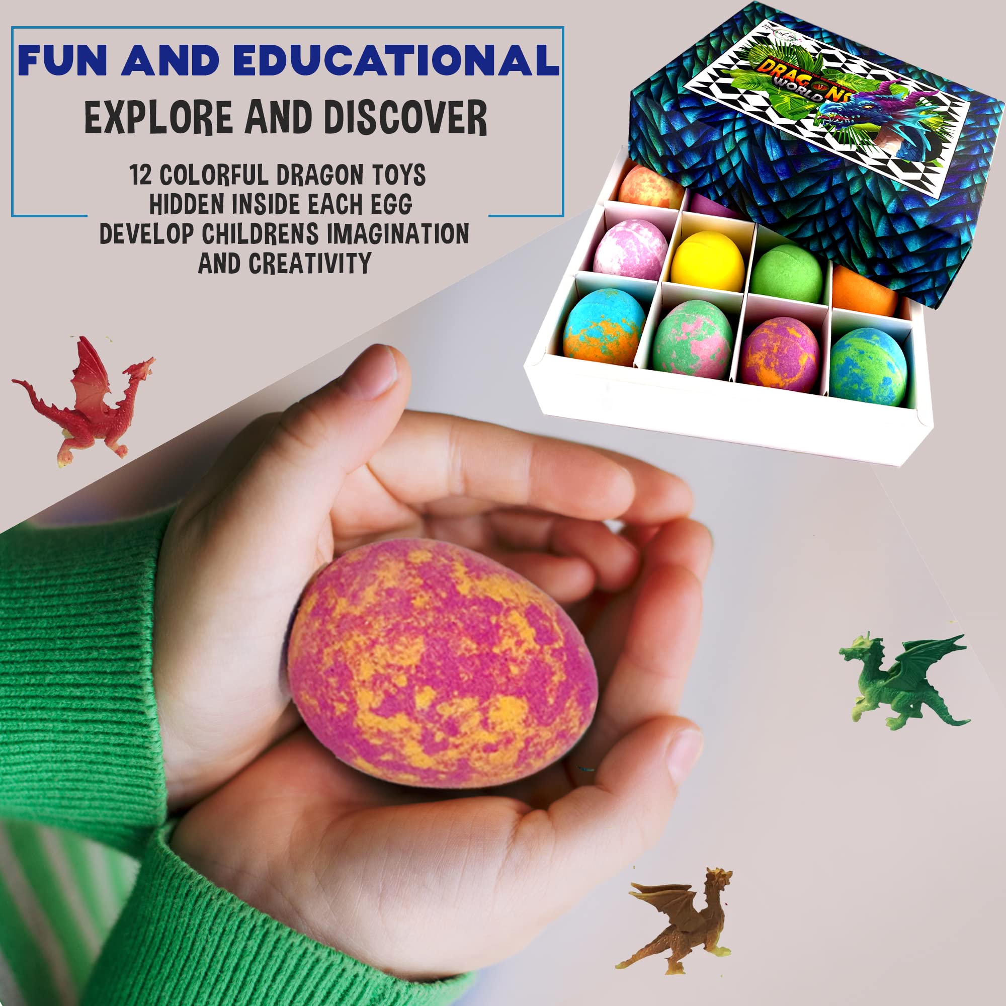 Bath Bombs for Kids with Toys Inside - Organic Bubble Bath Fizzies with Jungle Animal Toys. Gentle and Kids Friendly Spa Bath Balls, Bath Fizz Balls - Birthday Gifts for Toddlers, Boys, Girls