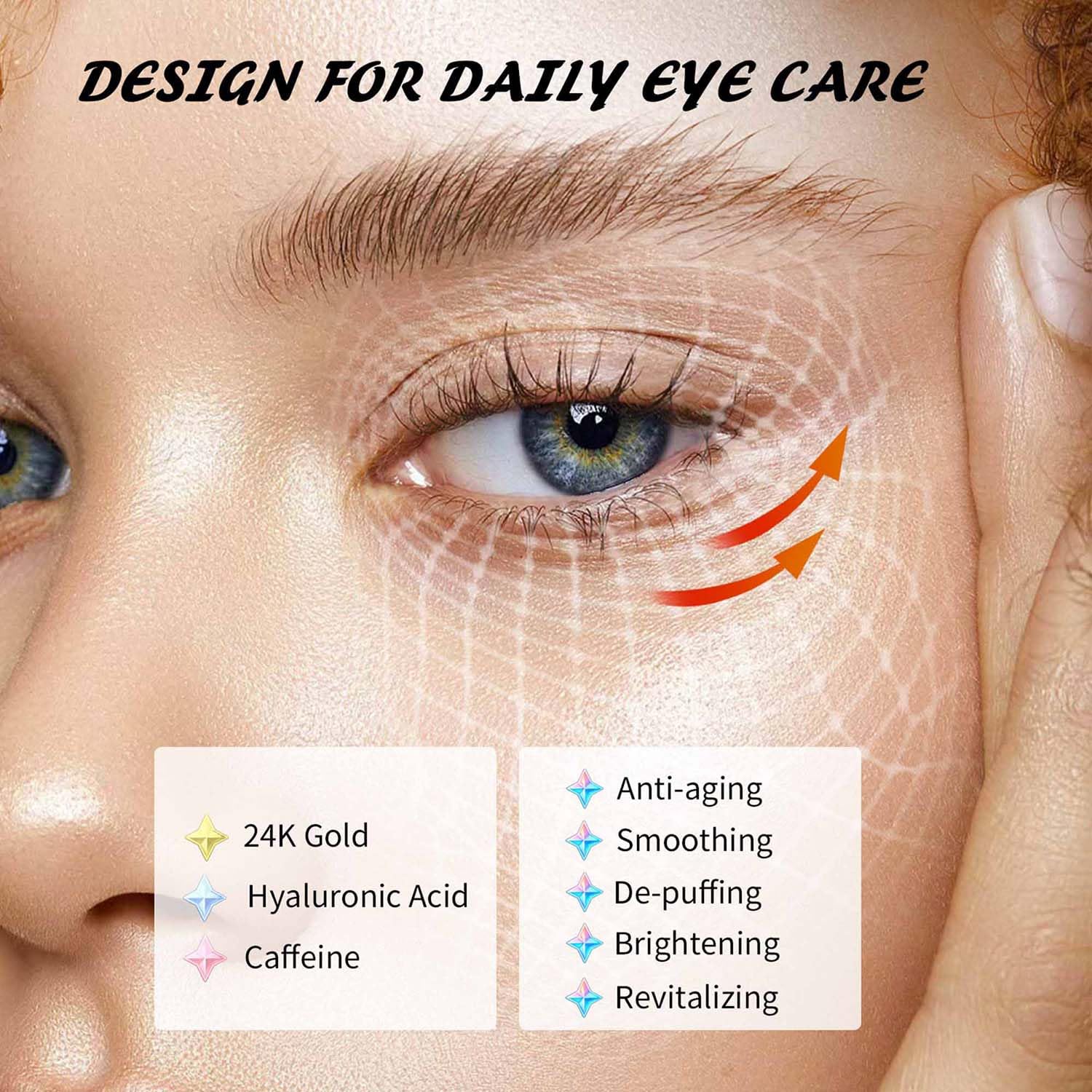 Maskiss PDRN Under Eye Patches (25 Pairs), Tri-Color Eye Gel Pads with Retinol Caffeine, Eye Masks for Dark Circles Puffy Eyes Wrinkles, Collagen Self Care Gifts for Women