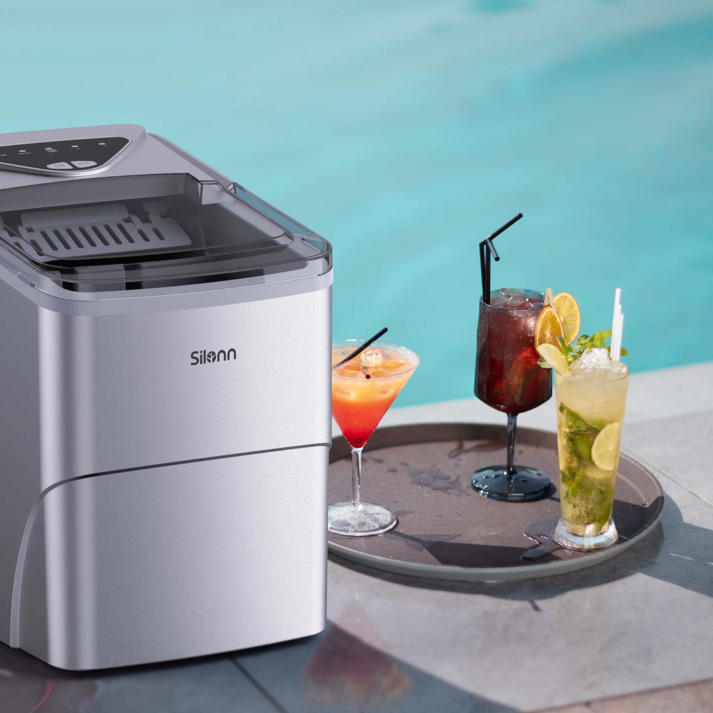 Silonn Nugget Ice Maker Countertop Pellet Machine with Self-Cleaning, Black | 36 lbs/24H, ice in 6 mins, soft chewable ice, removable cover, quiet operation, LED control panel, compact design