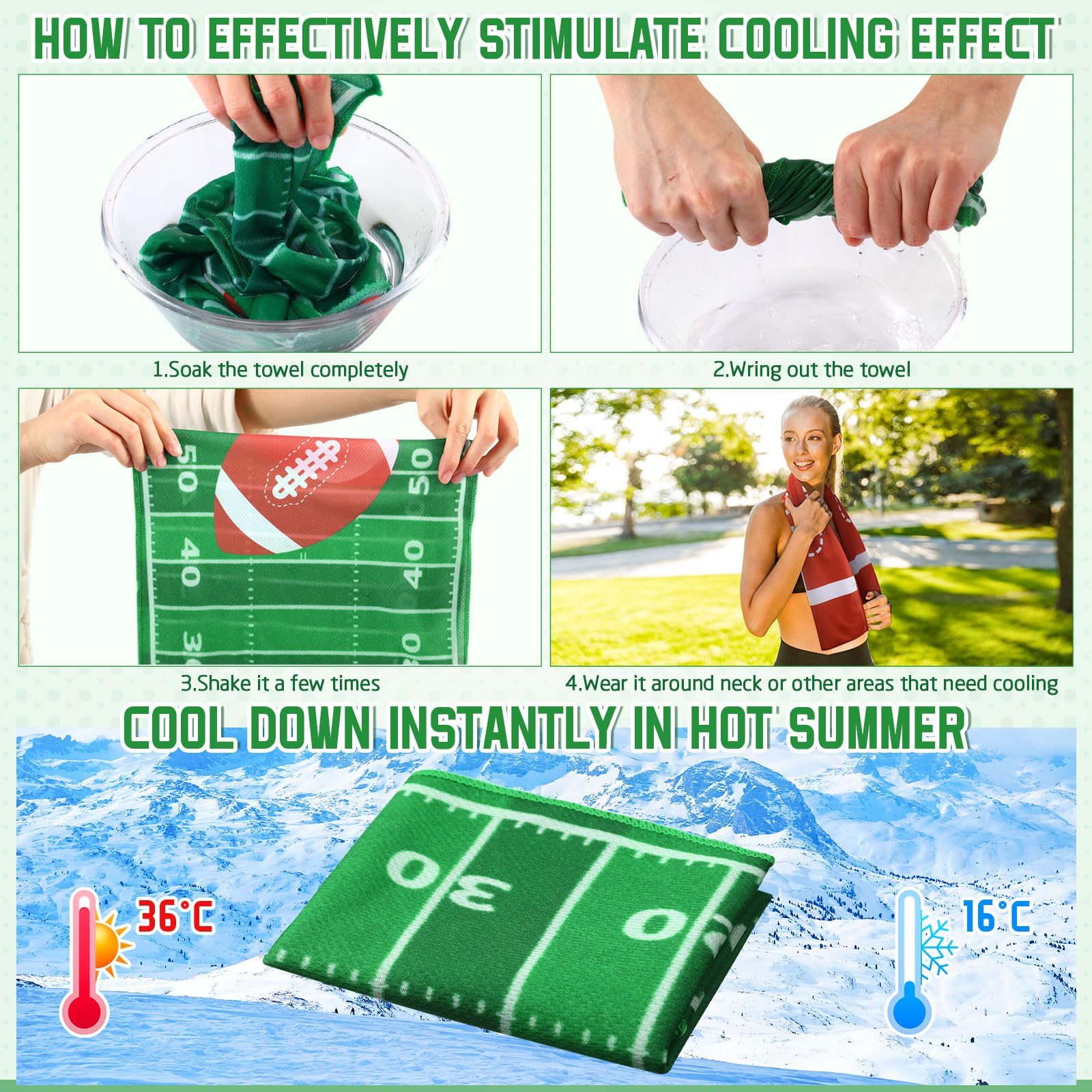 12 count Sports Cooling Towels Baseball Basketball Softball 40 x 12 Inch Breathable Soccer Football Volleyball Microfiber Ice Towel Fast Drying for Sport Party Favors Team Gift(Yellow,Softball)