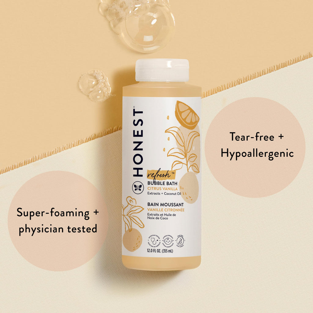The Honest Company Foaming Bubble Bath Gentle for Baby, Naturally Derived, Tear-free, Hypoallergenic, Fragrance Free, Sensitive, 12 fl oz