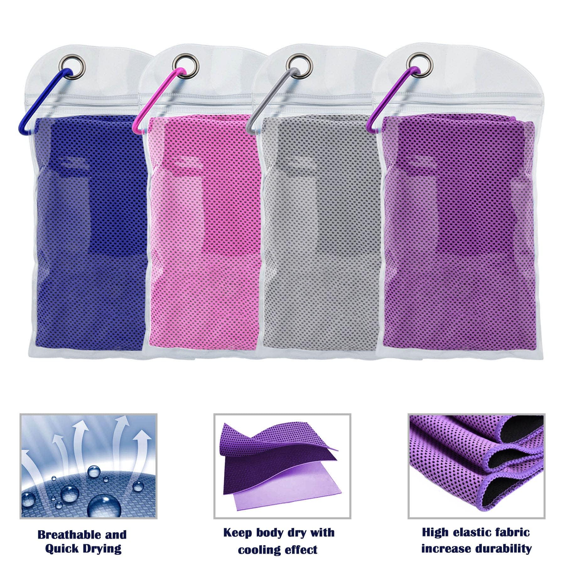 4 Packs Cooling Towels for Neck and Face(40"x 12"), Cool Sweat Towels for Hot Weather, Cooling Towels for Athletes, Lightweight Soft Breathable Towels for Yoga, Sport, Workout, Running, Gym, Camping