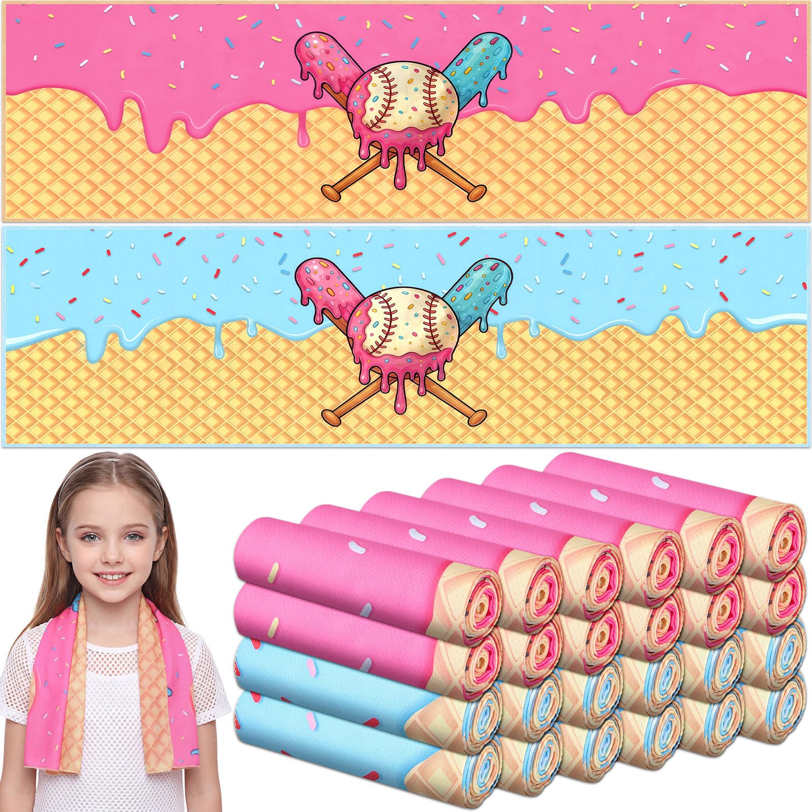 12 count Sports Cooling Towels Baseball Basketball Softball 40 x 12 Inch Breathable Soccer Football Volleyball Microfiber Ice Towel Fast Drying for Sport Party Favors Team Gift(Yellow,Softball)