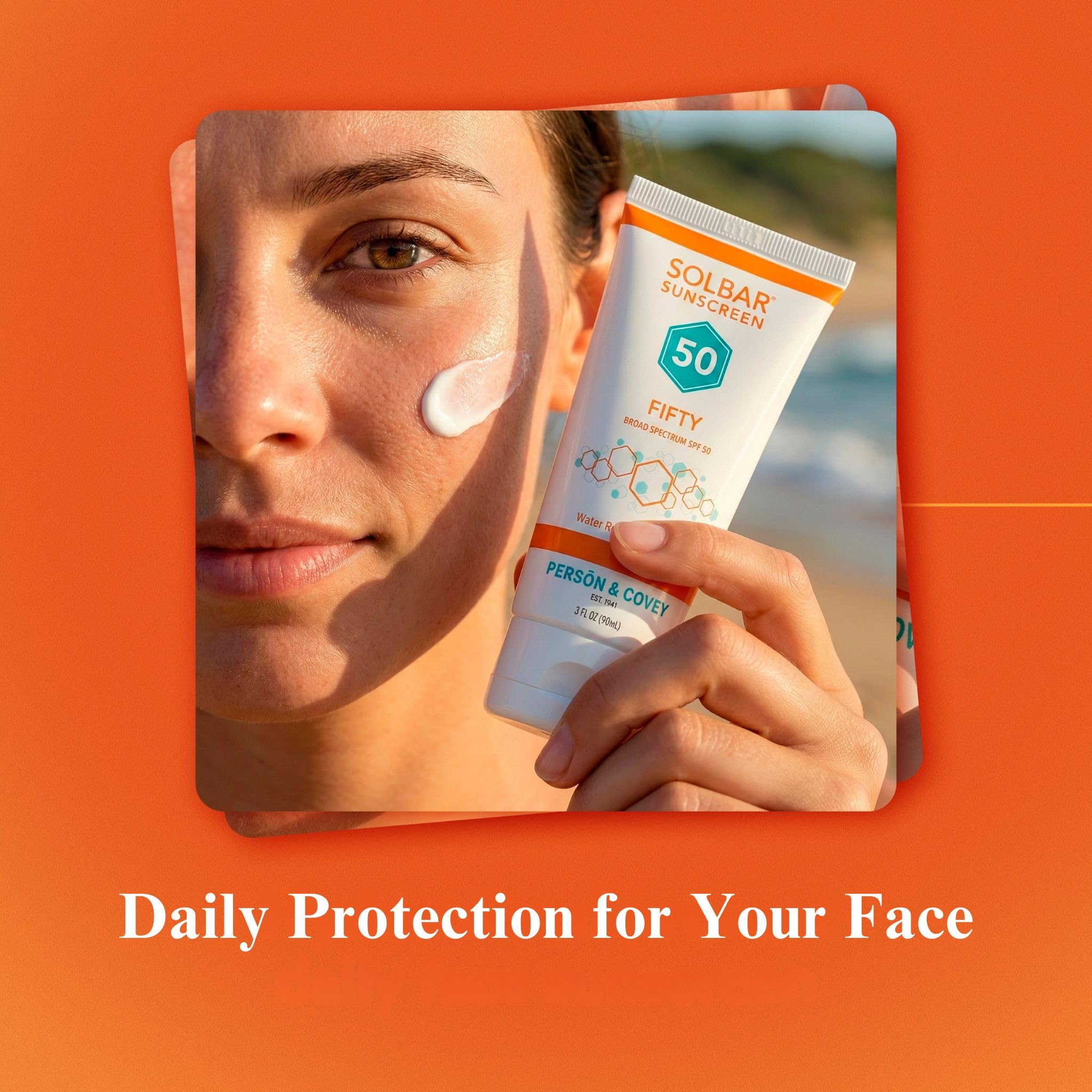 Solbar Fifty SPF 50 Sunscreen for Face & Body — Broad Spectrum SPF 50 Sun Cream, Water-Resistant 80 Minutes, Non-Comedogenic Travel Size 3 Fl. Oz., Fragrance Free