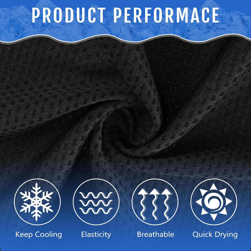 Hosuly 6 Pack Cooling Towels 40"x12" Ice Towel Cooling Neck Wraps Soft Breathable Chilly Stay Cool in Summer for Sports Yoga Golf Gym Activities(Black)