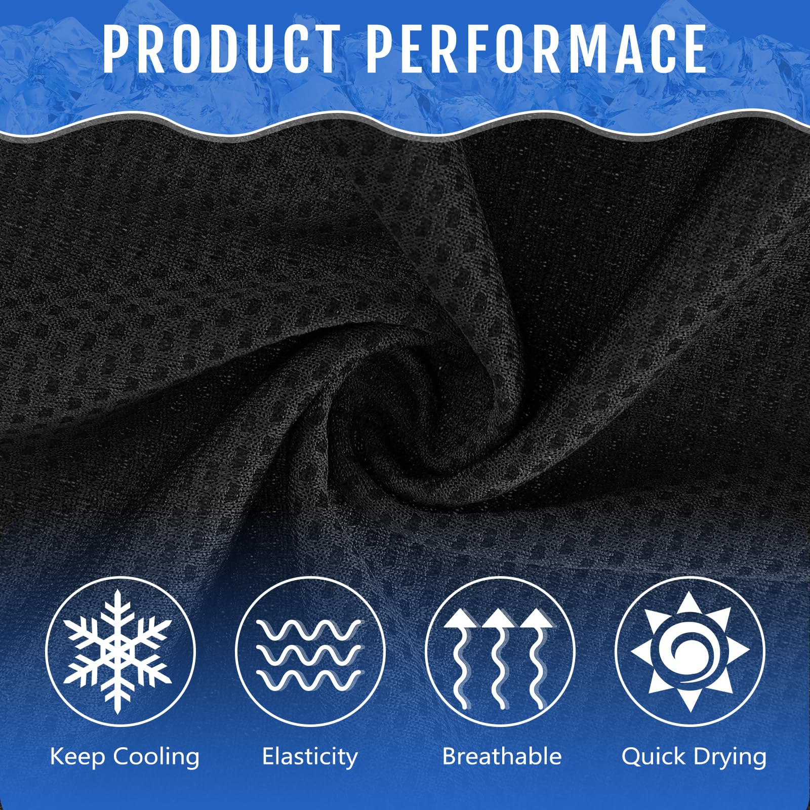 Hosuly 6 Pack Cooling Towels 40"x12" Ice Towel Cooling Neck Wraps Soft Breathable Chilly Stay Cool in Summer for Sports Yoga Golf Gym Activities(Black)