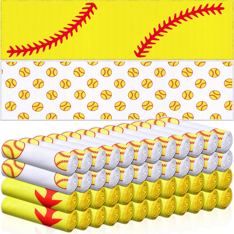 12 count Sports Cooling Towels Baseball Basketball Softball 40 x 12 Inch Breathable Soccer Football Volleyball Microfiber Ice Towel Fast Drying for Sport Party Favors Team Gift(Yellow,Softball)