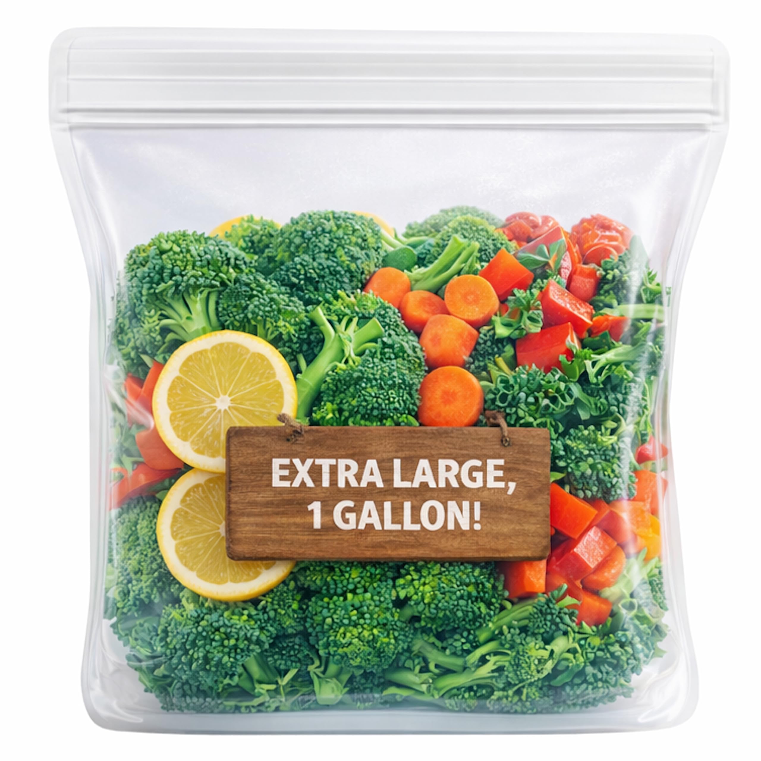 Albino Monkey Reusable 1 Gallon Silicone Freezer Bag, XXL 135 oz, Clear | Leakproof double-lock zip; for meal prep, marinating, brining & sous vide; dishwasher safe