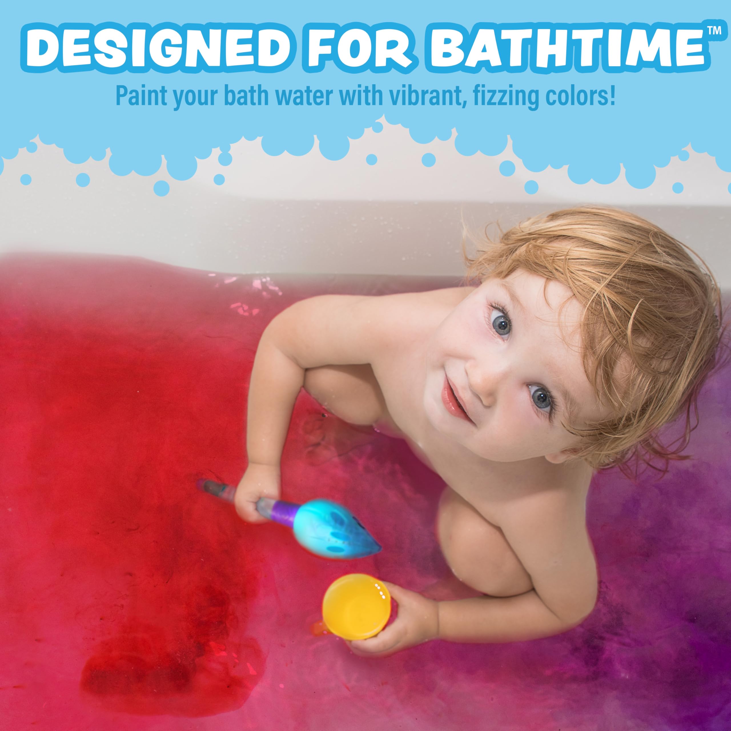 Tub Works® Bath Color Pops™ Moisturizing Kids Bath Bombs, 120 Count | Bath Bomb Refills for Bath Color Brush | Nontoxic & Fragrance-Free | 12 Unique Colors | Fizzy, Vibrant Water Color Tablets