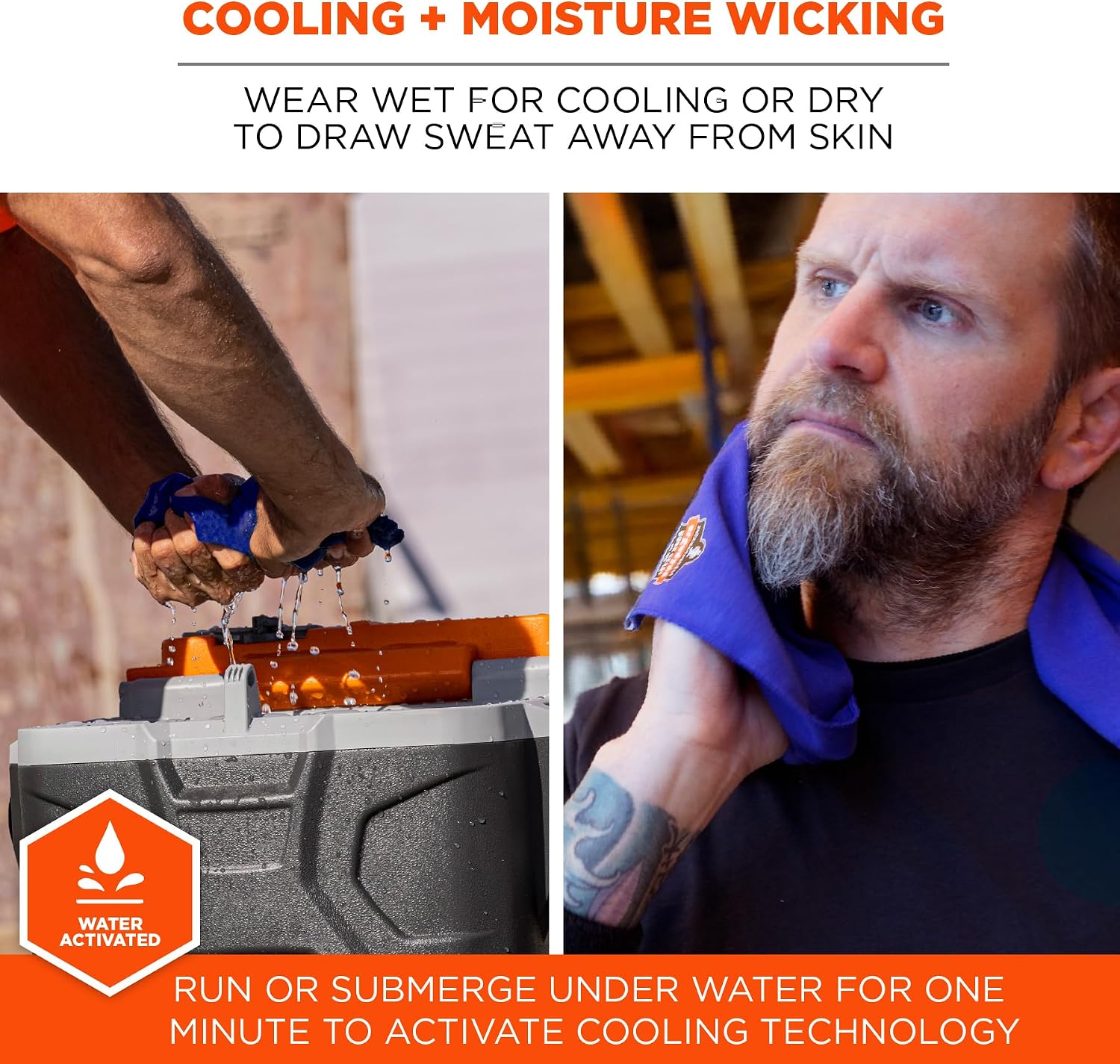 Ergodyne Chill-Its 6606FR Cooling FR Towel, Fire Resistant Modacrylic Knit, Flame Resistant Cooling