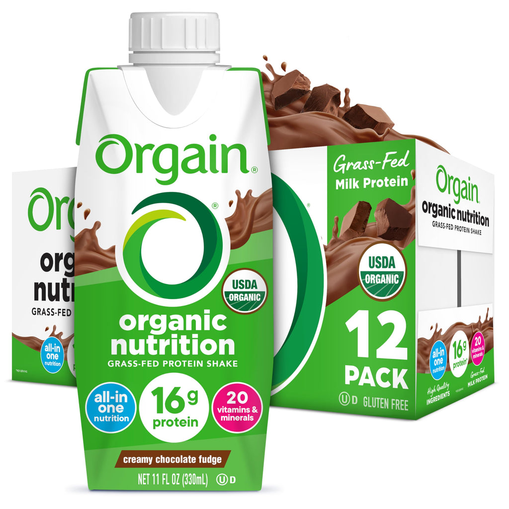 Orgain Organic Nutritional Protein Shake, 16g Grass Fed Whey Protein, Meal Replacement, 20 Vitamins & Minerals, Fruits & Vegetables Variety Pack, Chocolate, Vanilla, Mocha, 11 Fl Oz (12 Pack)