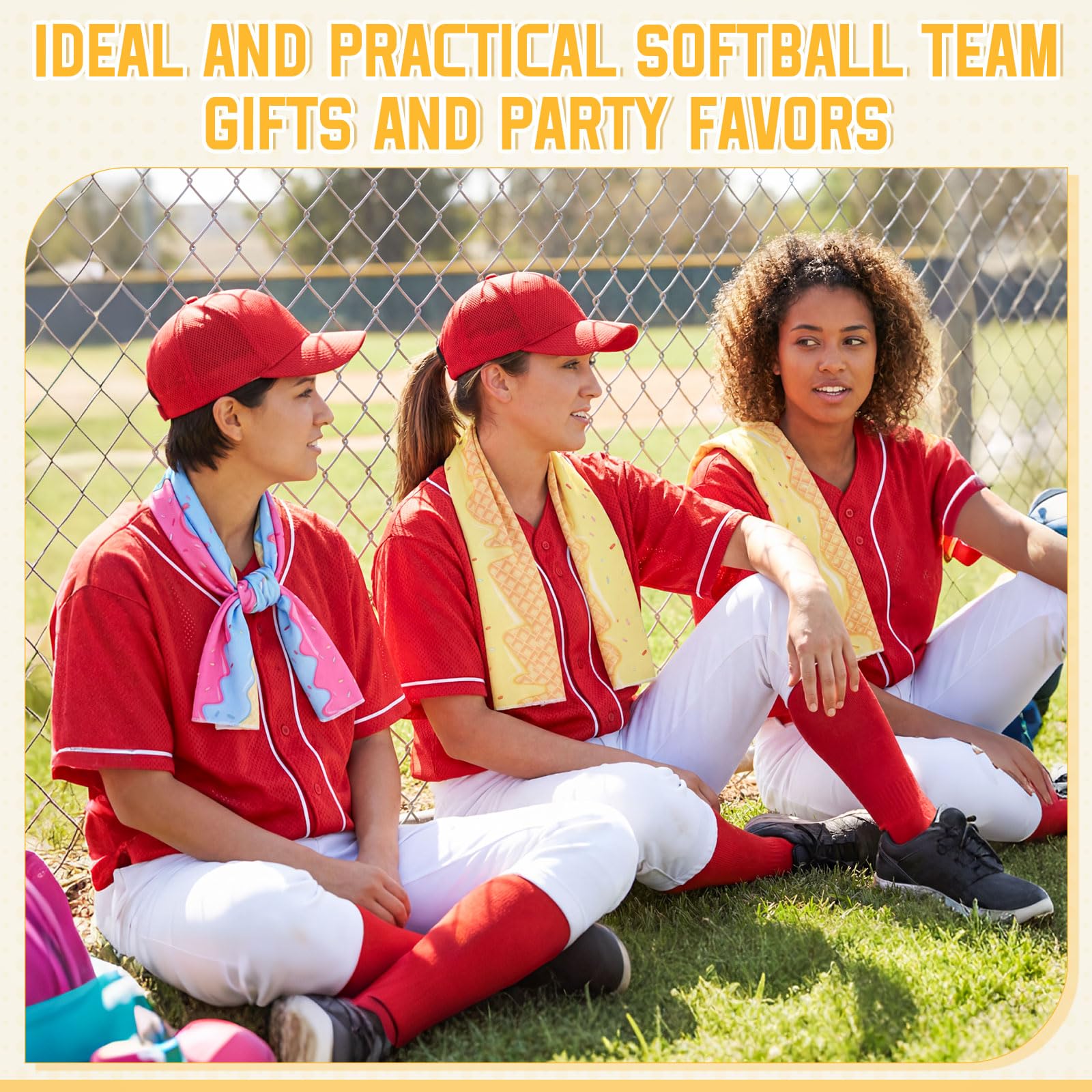 12 count Sports Cooling Towels Baseball Basketball Softball 40 x 12 Inch Breathable Soccer Football Volleyball Microfiber Ice Towel Fast Drying for Sport Party Favors Team Gift(Yellow,Softball)