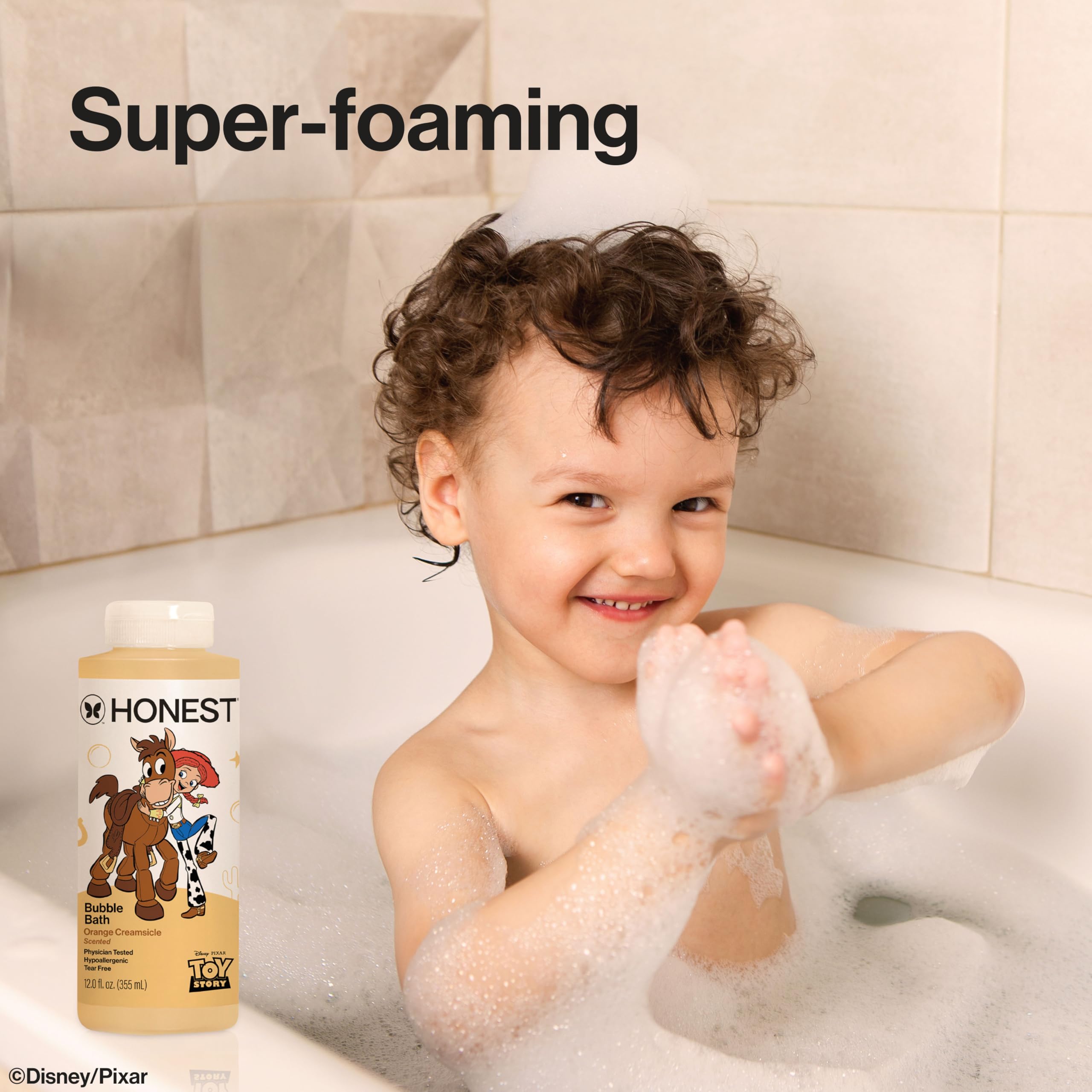 The Honest Company Foaming Bubble Bath Gentle for Baby, Naturally Derived, Tear-free, Hypoallergenic, Fragrance Free, Sensitive, 12 fl oz