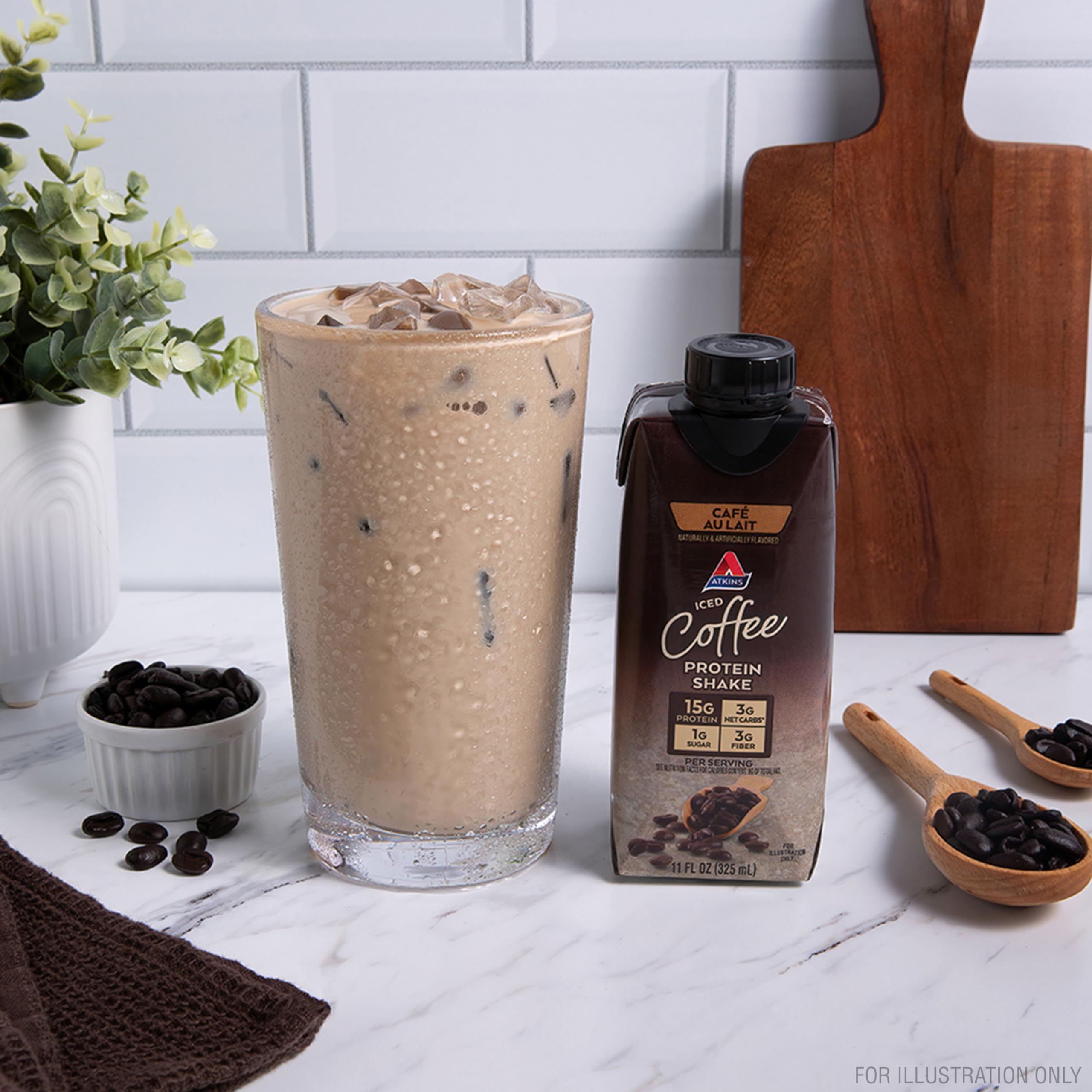 Atkins Coffee Lovers Protein Shake Variety Pack, Mocha Latte, Café Caramel and Café au Lait Flavored Protein Shakes, 15g Protein, 3g Fiber, GLP-1 Friendly, 12 Count