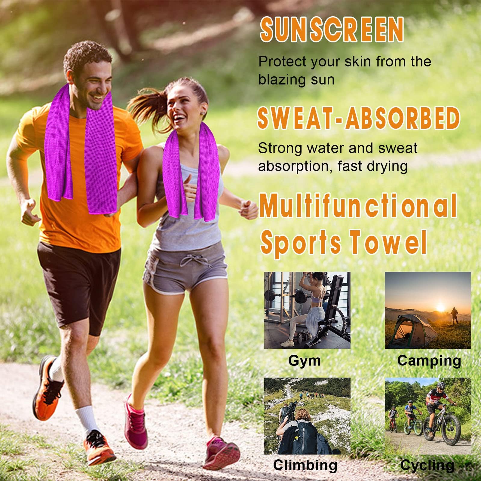 4 Packs Cooling Towels for Neck and Face(40"x 12"), Cool Sweat Towels for Hot Weather, Cooling Towels for Athletes, Lightweight Soft Breathable Towels for Yoga, Sport, Workout, Running, Gym, Camping