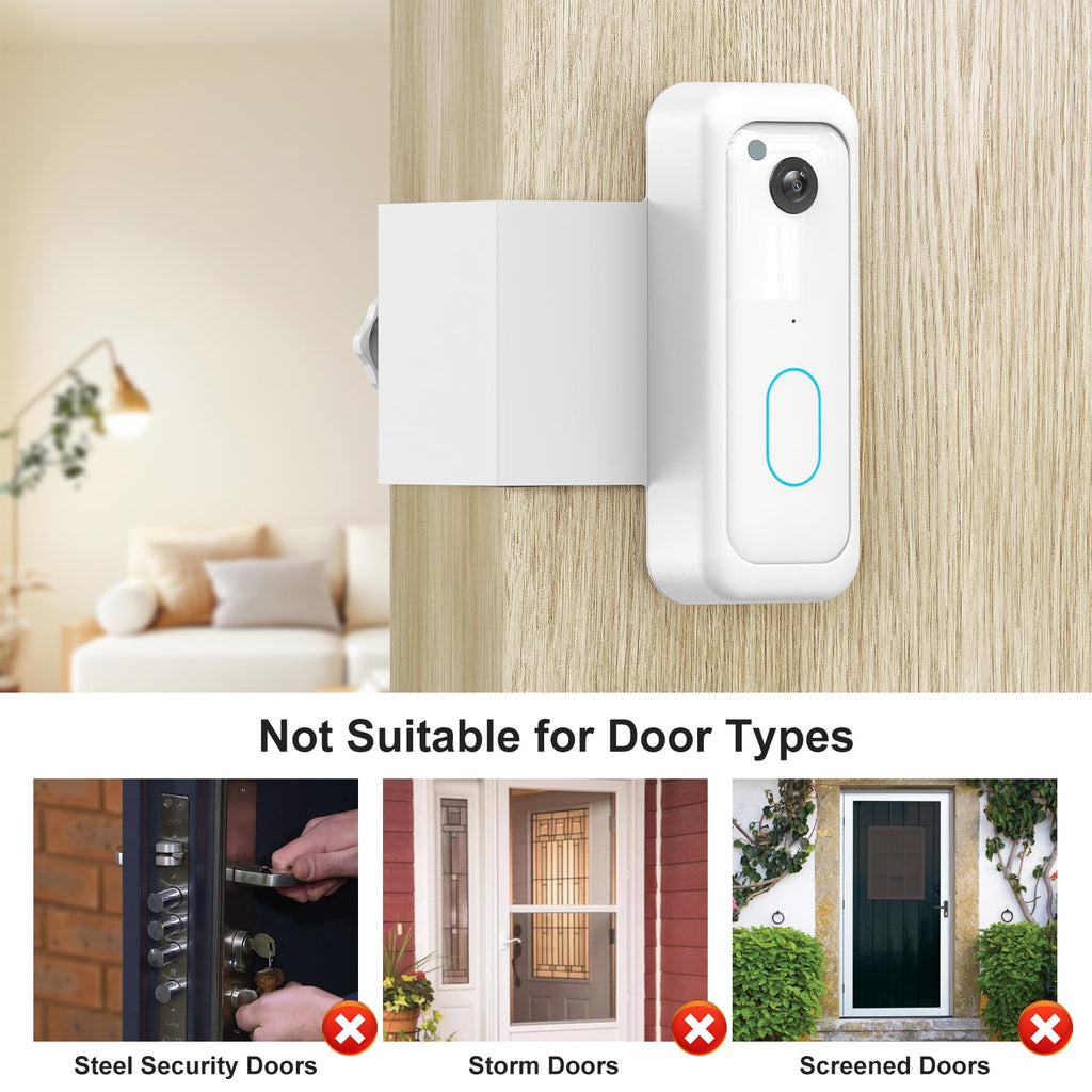Blink Doorbell Mount, Anti-Theft Video Doorbell Door Mount Bracket No Drilling, Fit for All-New Blink Doorbell(2nd Gen), Not for Security Door (White)