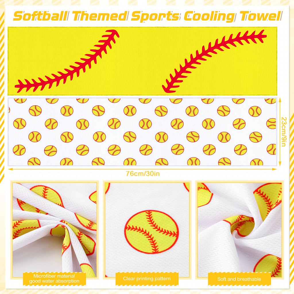 12 count Sports Cooling Towels Baseball Basketball Softball 40 x 12 Inch Breathable Soccer Football Volleyball Microfiber Ice Towel Fast Drying for Sport Party Favors Team Gift(Yellow,Softball)