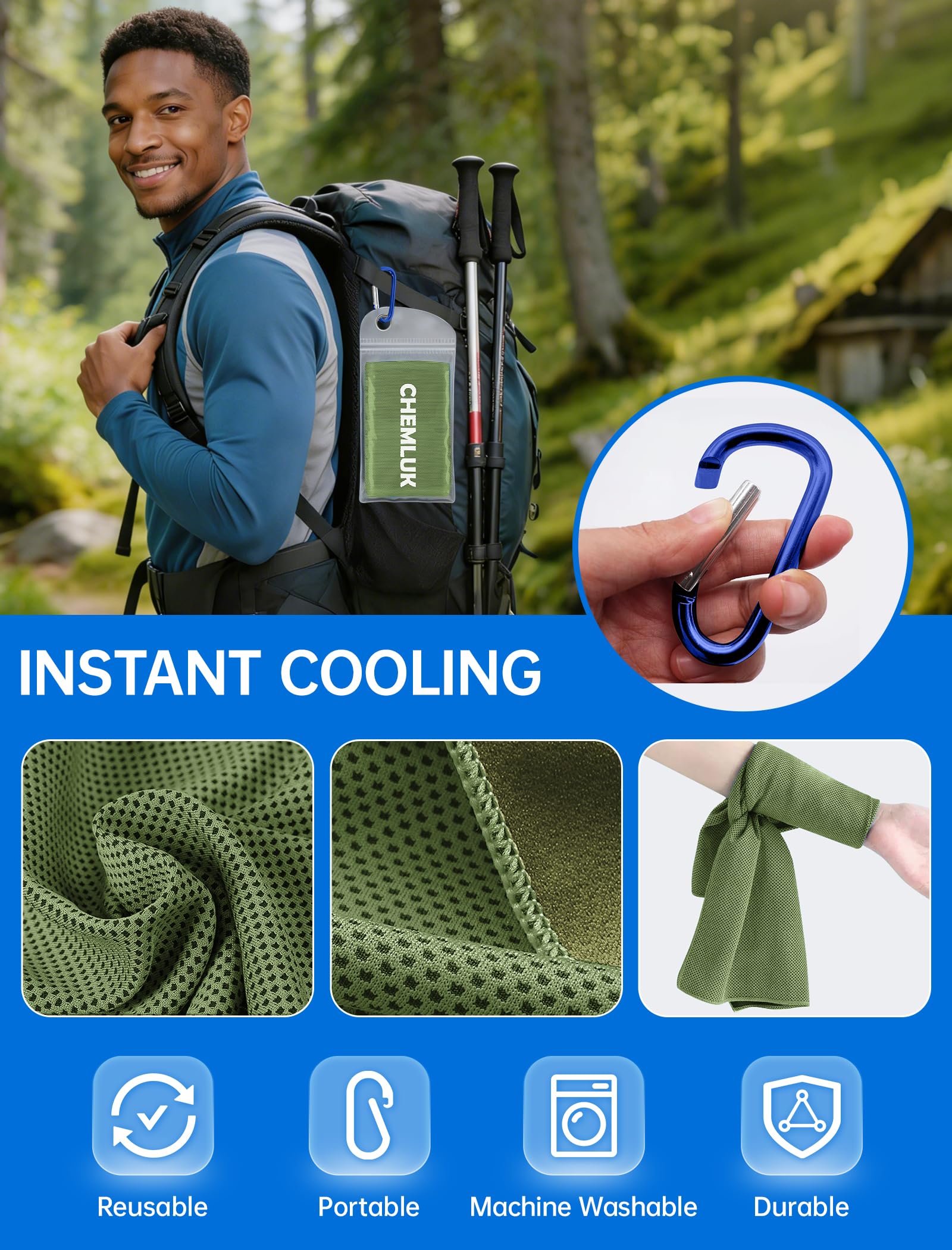 Cooling Towels for Neck and Face: Instant Cool Towel for Hot Weather UPF 50 Quick Dry Microfiber Sweat Towel for Gym Sports Workout Travel - 40"x12", 4 Packs Multicoloured