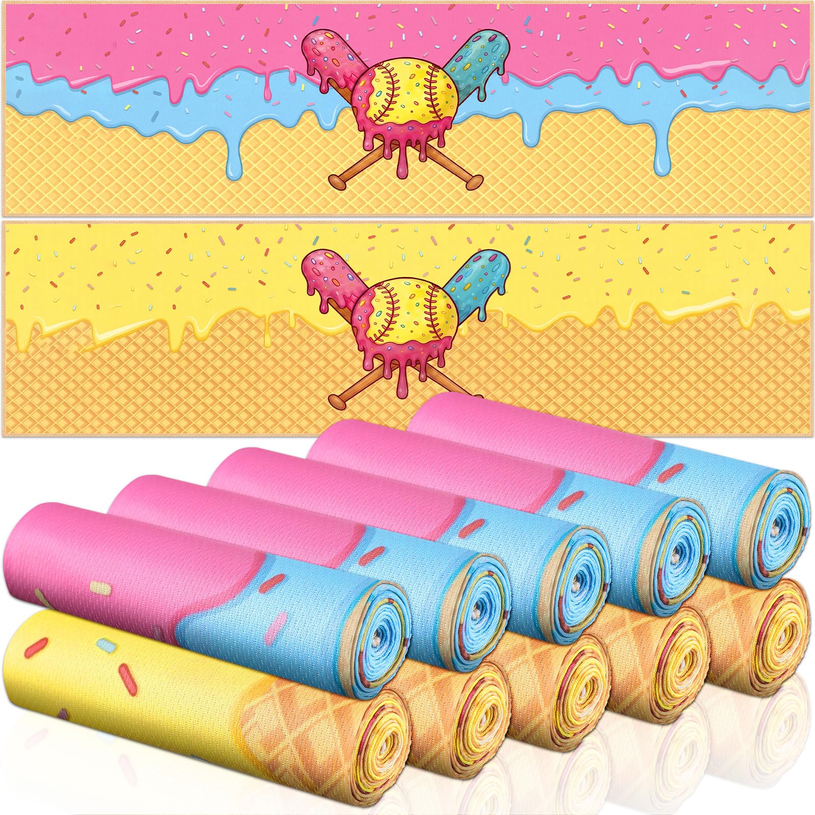 12 count Sports Cooling Towels Baseball Basketball Softball 40 x 12 Inch Breathable Soccer Football Volleyball Microfiber Ice Towel Fast Drying for Sport Party Favors Team Gift(Yellow,Softball)