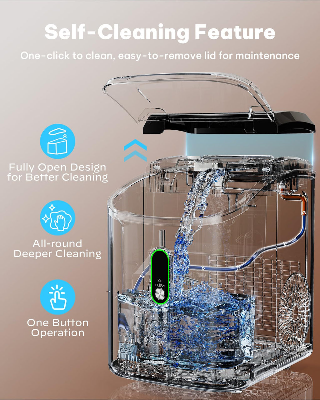 Silonn Nugget Ice Maker Countertop Pellet Machine with Self-Cleaning, Black | 36 lbs/24H, ice in 6 mins, soft chewable ice, removable cover, quiet operation, LED control panel, compact design