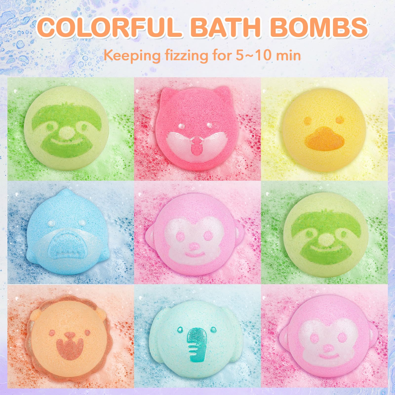 SHUCHING 14 Pcs Blue Elephant Bath Bombs for Kids, Organic Animal Bubble Bath Fizzy Balls, Birthday Gifts Set for Boys Girls