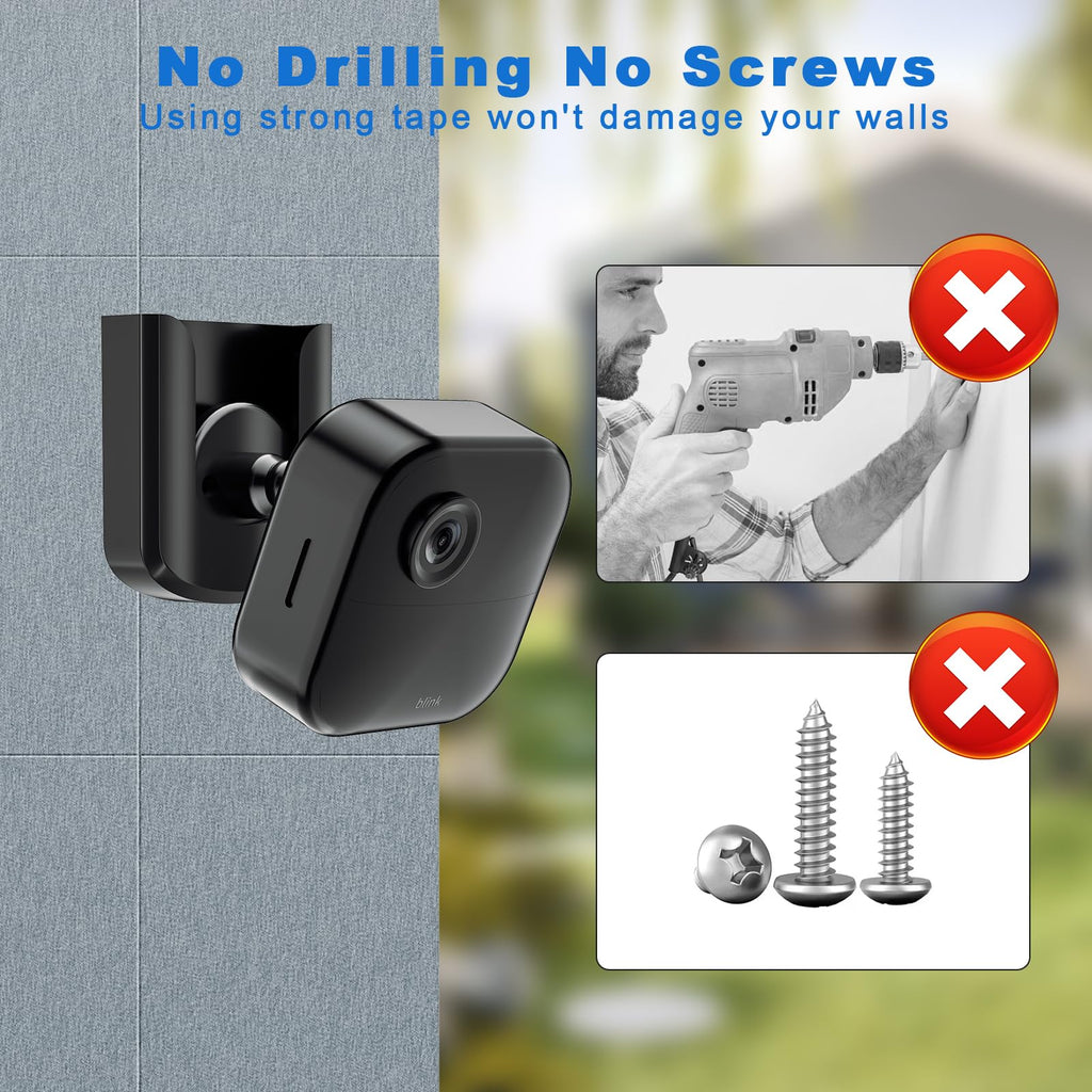 Blink Mini 2 Camera Mount, No Drilling Wall Mount Compatible with Blink Mini 2K+/Outdoor 4 Cameras, Adhesive Holder for Indoor Outdoor Camera, White, 3 Pack