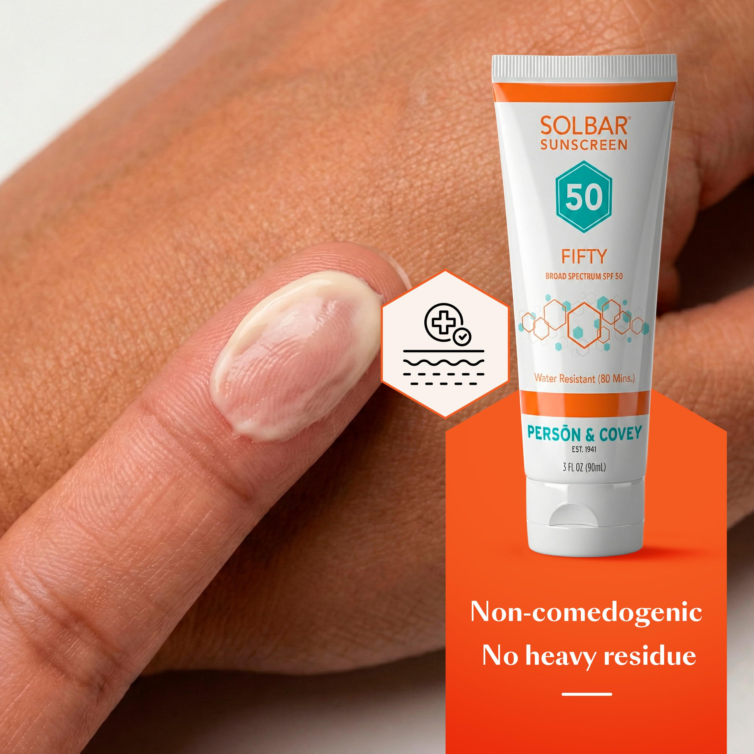 Solbar Fifty SPF 50 Sunscreen for Face & Body — Broad Spectrum SPF 50 Sun Cream, Water-Resistant 80 Minutes, Non-Comedogenic Travel Size 3 Fl. Oz., Fragrance Free