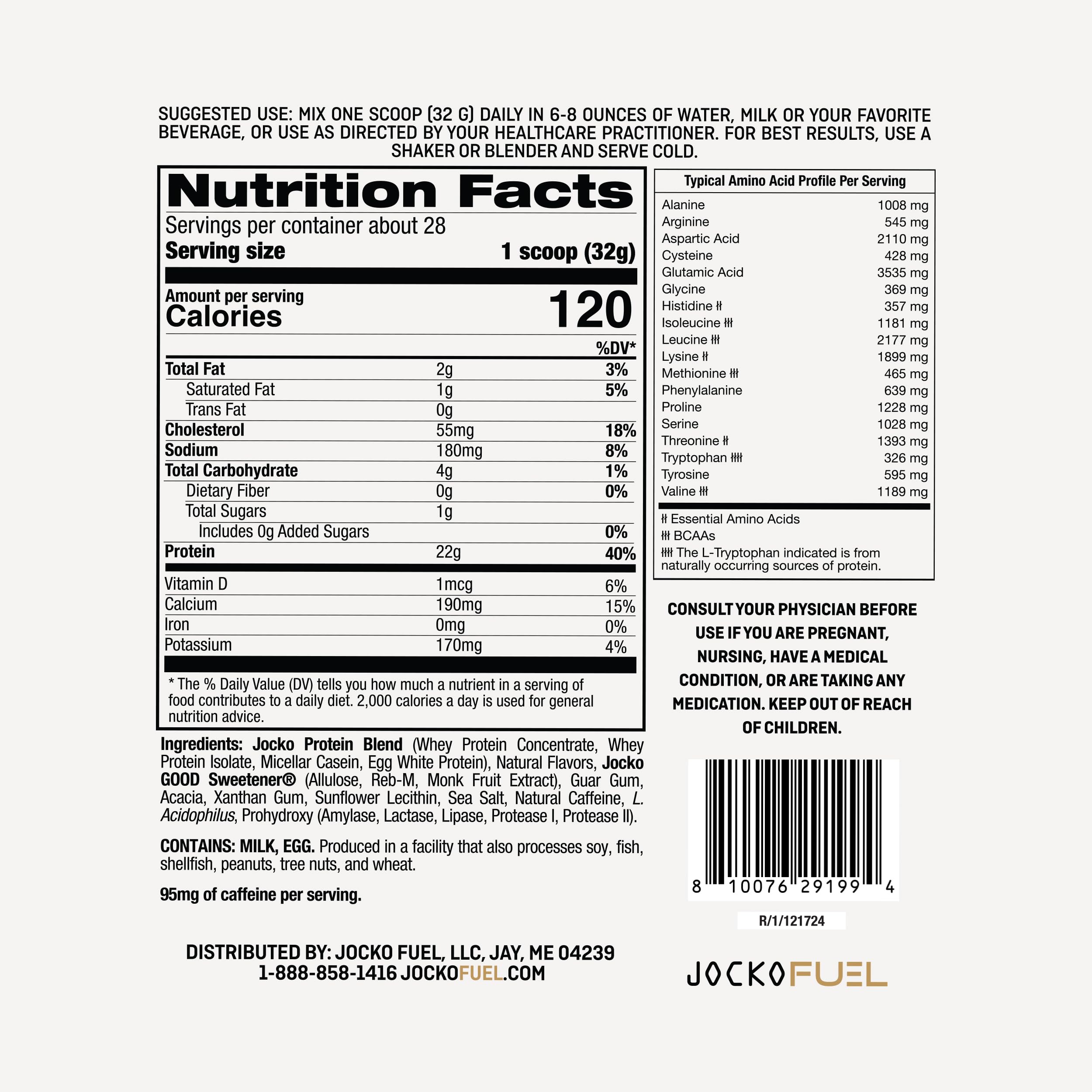 Jocko Fuel Whey Protein Powder, Chocolate Peanut Butter, 22g Protein, Digestive Enzymes + Probiotic Blend, No Sugar Added, with Essential Amino Acids + Electrolyte Minerals, 25 Servings