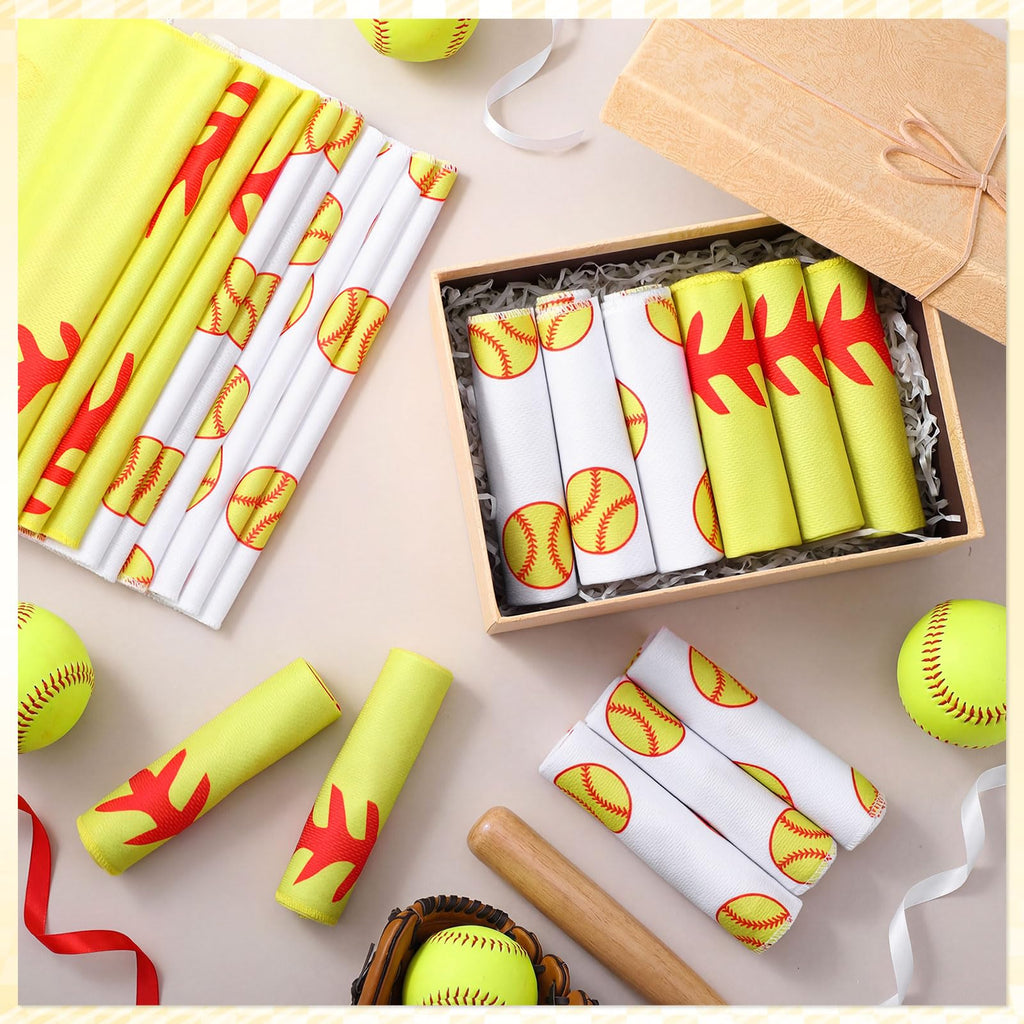 12 count Sports Cooling Towels Baseball Basketball Softball 40 x 12 Inch Breathable Soccer Football Volleyball Microfiber Ice Towel Fast Drying for Sport Party Favors Team Gift(Yellow,Softball)