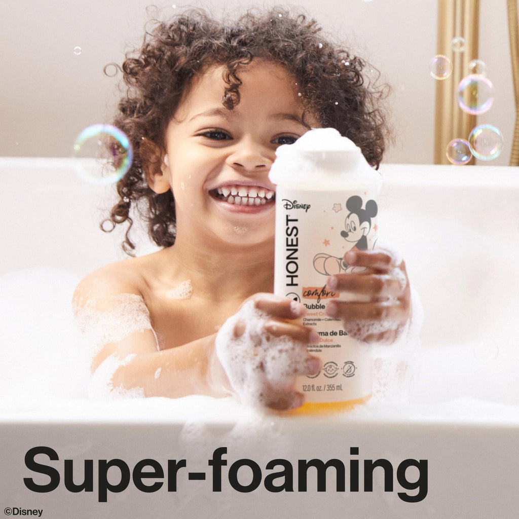 The Honest Company Foaming Bubble Bath Gentle for Baby, Naturally Derived, Tear-free, Hypoallergenic, Fragrance Free, Sensitive, 12 fl oz
