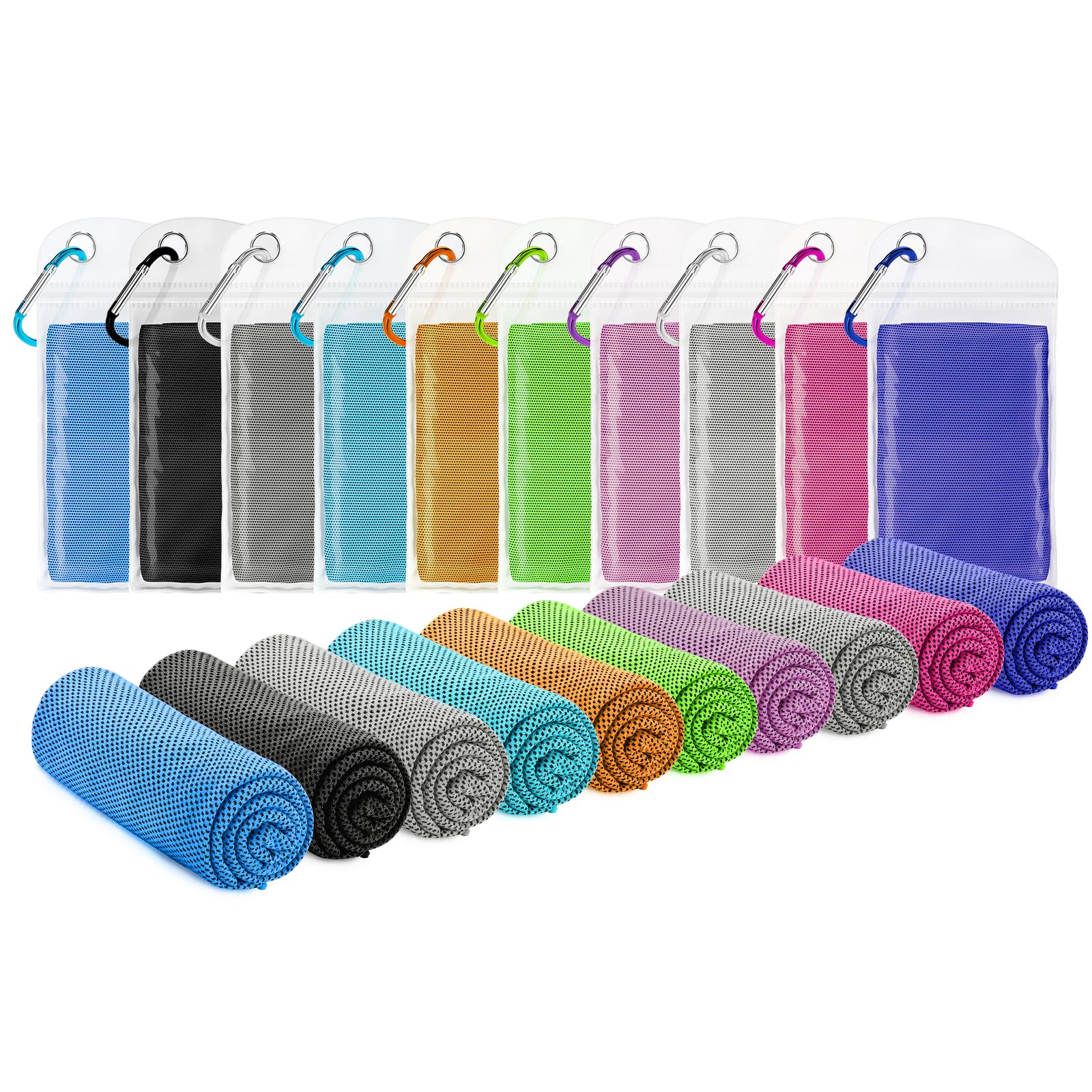 Amgico 10 Pack Cooling Towel(40"x12") for Neck and face, Ice Towel, Soft Breathable Towels, Cooling Rags for Yoga, Sport, Running, Workout, Gym, Camping, Fitness, Workout & More