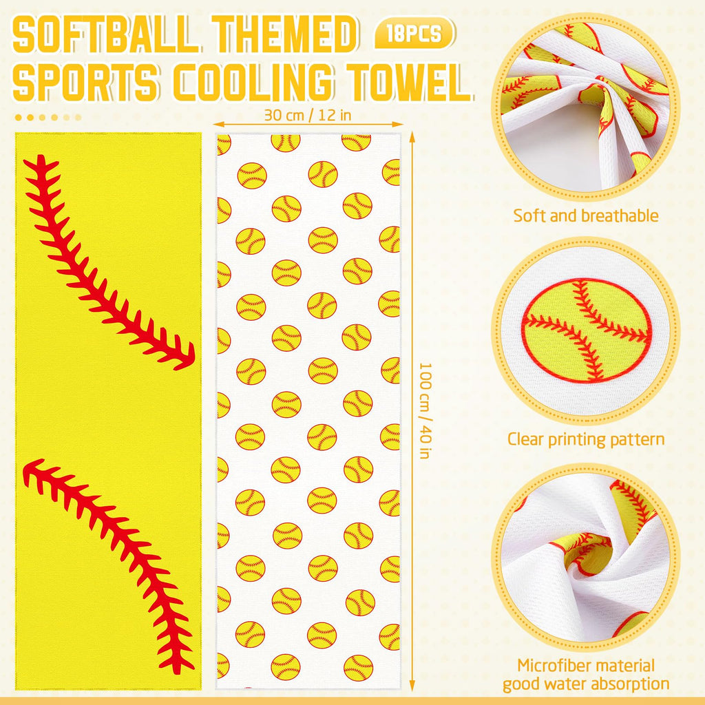 12 count Sports Cooling Towels Baseball Basketball Softball 40 x 12 Inch Breathable Soccer Football Volleyball Microfiber Ice Towel Fast Drying for Sport Party Favors Team Gift(Yellow,Softball)