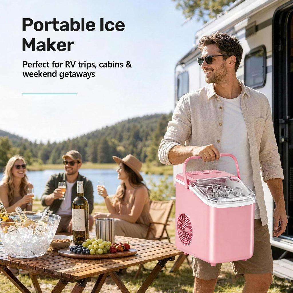 OLIXIS Countertop Ice Maker with Self-Cleaning, Portable Ice Maker Machine with Scoop, 26Lbs/24H, 9 Cubes in 6 Mins, 2 Sizes of Bullet for Home, Kitchen, Office, White