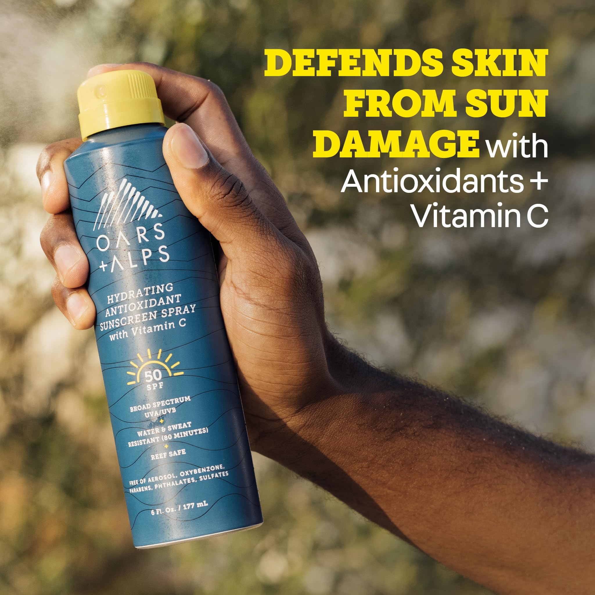 Oars + Alps SPF 50 Face & Body Broad Spectrum Sunscreen Spray | Fast-Absorbing, Lightweight, Non-Greasy, Hawaii Reef Act 104 Compliant, Water-Resistant, Octinoxate + Oxybenzone Free, 6 Oz, 1 Pack