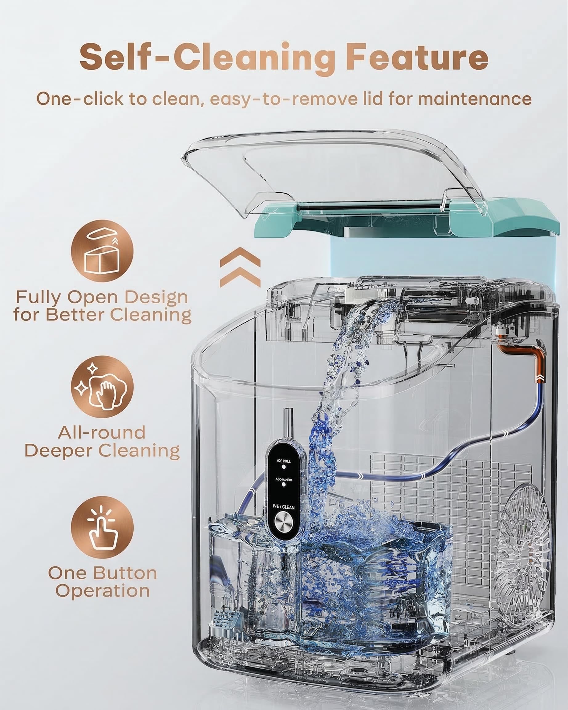 Silonn Nugget Ice Maker Countertop Pellet Machine with Self-Cleaning, Black | 36 lbs/24H, ice in 6 mins, soft chewable ice, removable cover, quiet operation, LED control panel, compact design
