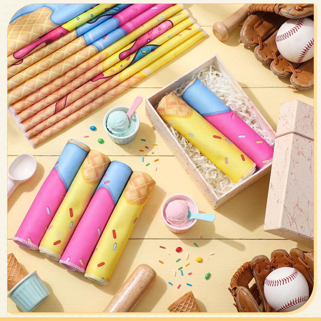 12 count Sports Cooling Towels Baseball Basketball Softball 40 x 12 Inch Breathable Soccer Football Volleyball Microfiber Ice Towel Fast Drying for Sport Party Favors Team Gift(Yellow,Softball)