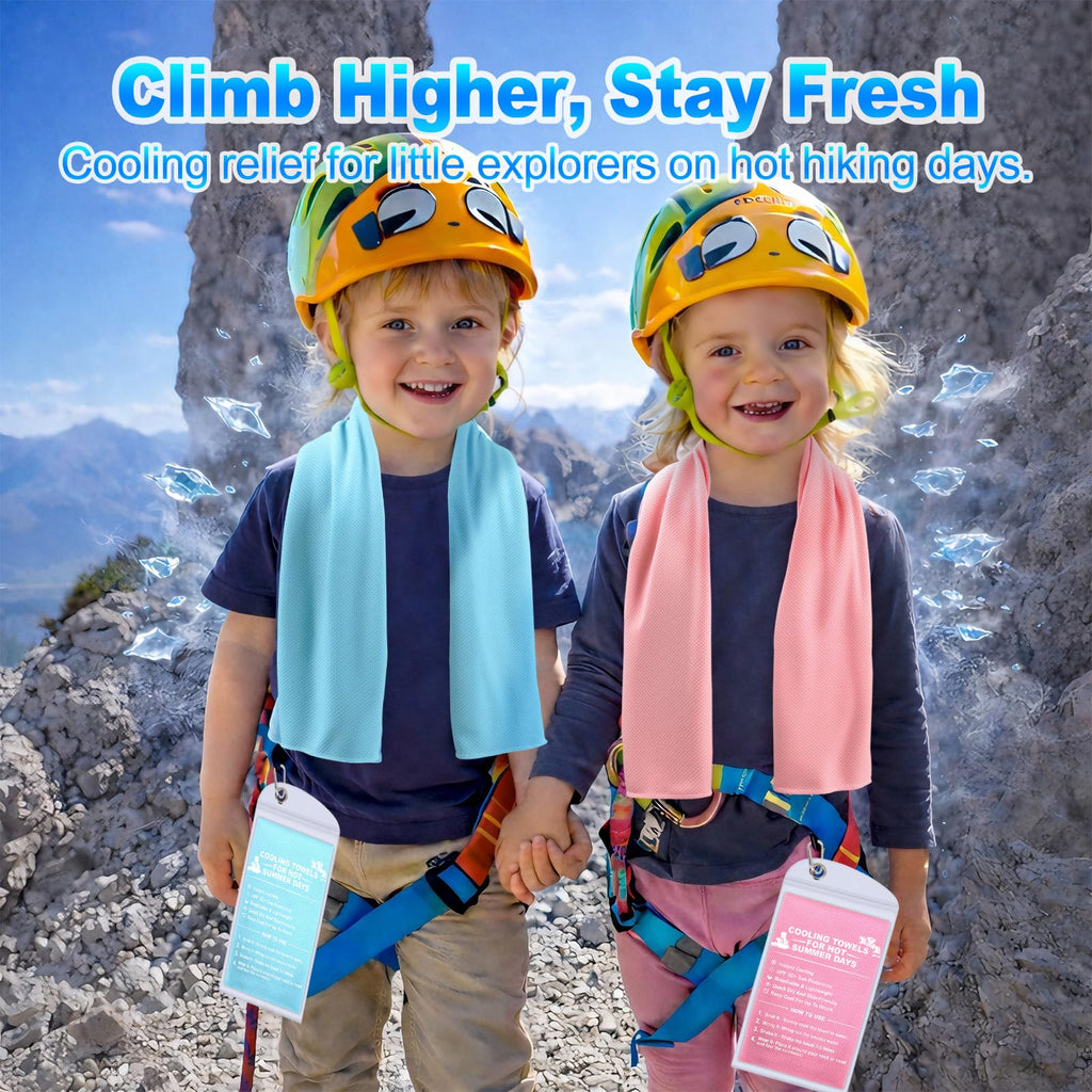 BobbleT 4 Pack Kids Cooling Towels, 30" x 9", Mini Cooling Towels for Neck and Face, Soft Breathable Cooling Neck Wraps for Girls, Ideal for Sports, School, Summer Camp & Outdoor Use