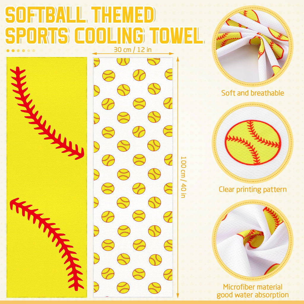 12 count Sports Cooling Towels Baseball Basketball Softball 40 x 12 Inch Breathable Soccer Football Volleyball Microfiber Ice Towel Fast Drying for Sport Party Favors Team Gift(Yellow,Softball)
