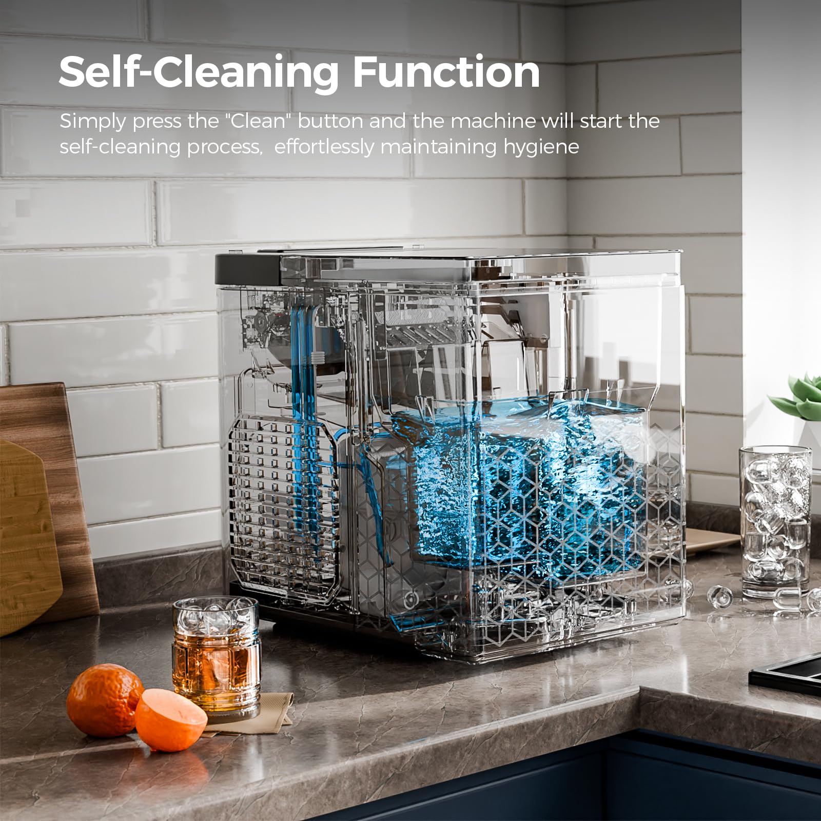 Electactic Ice Makers Countertop,26Lbs/24H,9 Cubes in 6 Mins,Portable Ice Maker Machine with Self-Cleaning,2 Sizes of Bullet Ice,Perfect for Home Kitchen(Black)