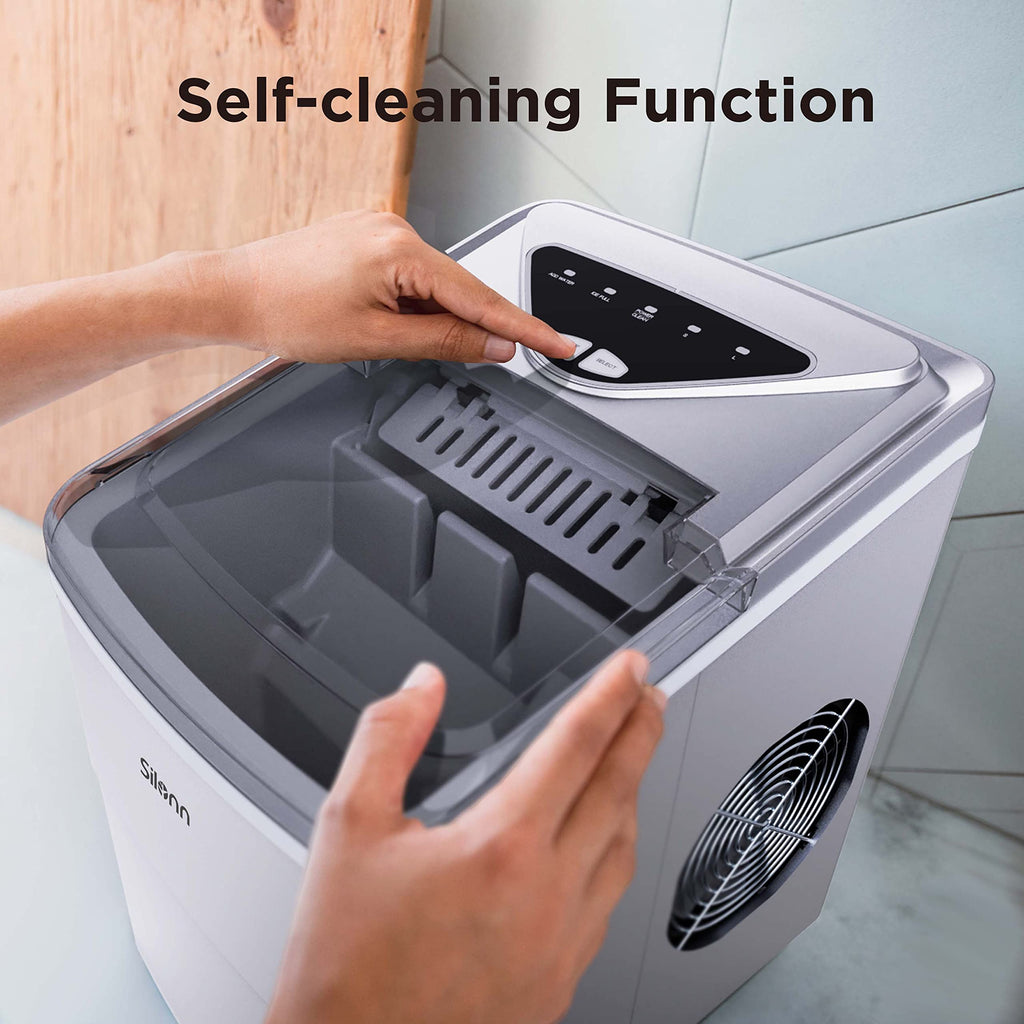 Silonn Nugget Ice Maker Countertop Pellet Machine with Self-Cleaning, Black | 36 lbs/24H, ice in 6 mins, soft chewable ice, removable cover, quiet operation, LED control panel, compact design