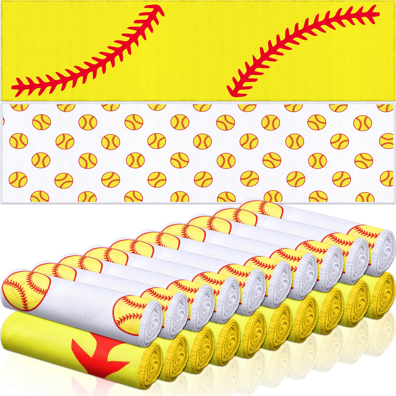 12 count Sports Cooling Towels Baseball Basketball Softball 40 x 12 Inch Breathable Soccer Football Volleyball Microfiber Ice Towel Fast Drying for Sport Party Favors Team Gift(Yellow,Softball)