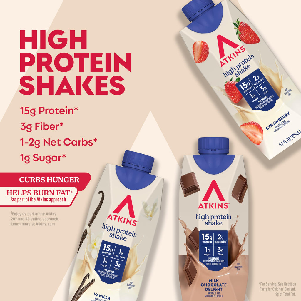 Atkins Chocolate Banana Protein-Rich Shake. With B Vitamins and Protein. Made with Real Fruit. Keto-Friendly and Gluten Free, 11 Fl Oz (Pack of 12)