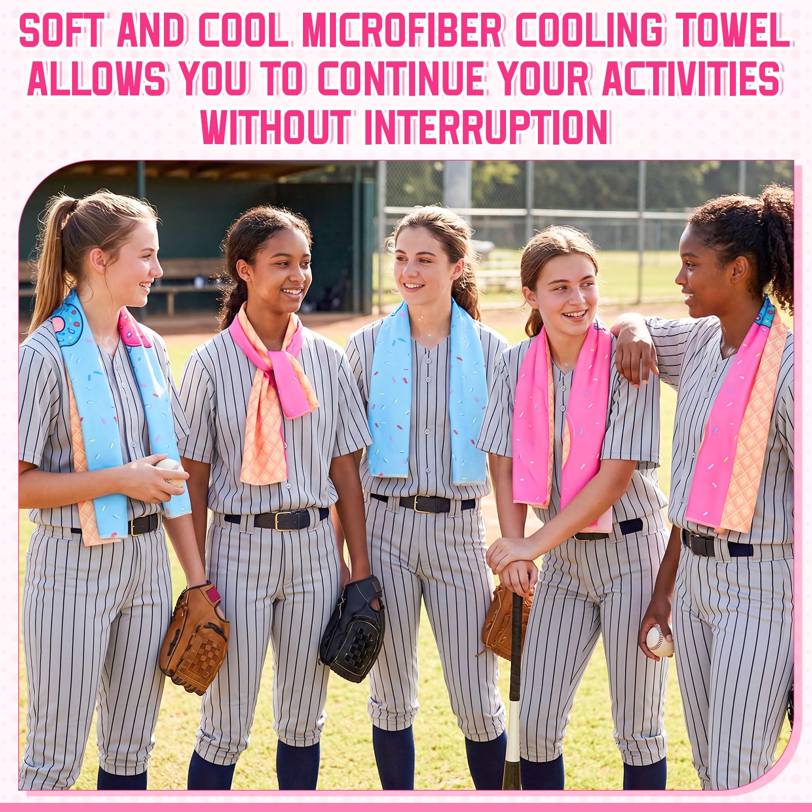 12 count Sports Cooling Towels Baseball Basketball Softball 40 x 12 Inch Breathable Soccer Football Volleyball Microfiber Ice Towel Fast Drying for Sport Party Favors Team Gift(Yellow,Softball)