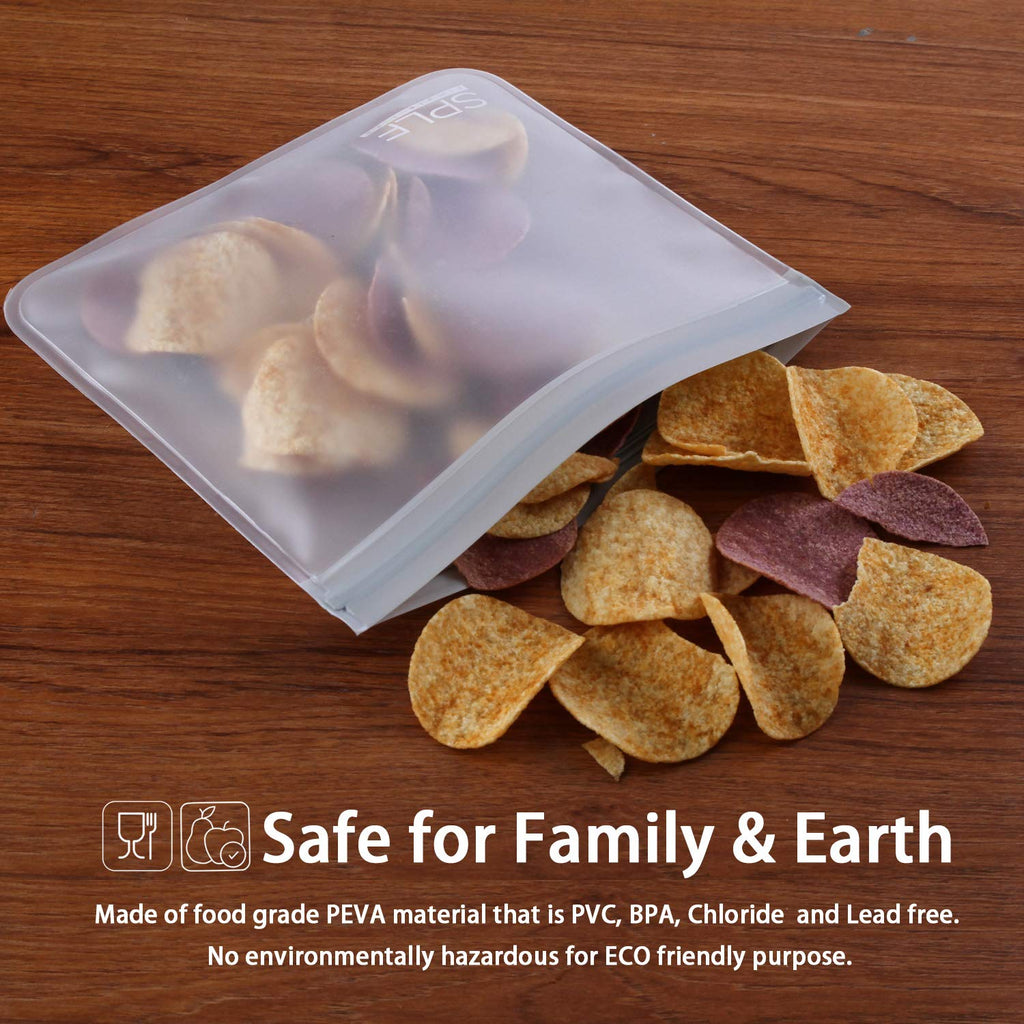SPLF 6 Pack Reusable Gallon Freezer Bags Dishwasher Safe, BPA FREE Reusable Food Storage Bags, Extra Thick Leakproof Silicone Free 1 Gallon Bags for Marinate Meat, Cereal, Sandwich, Snack, Travel Item