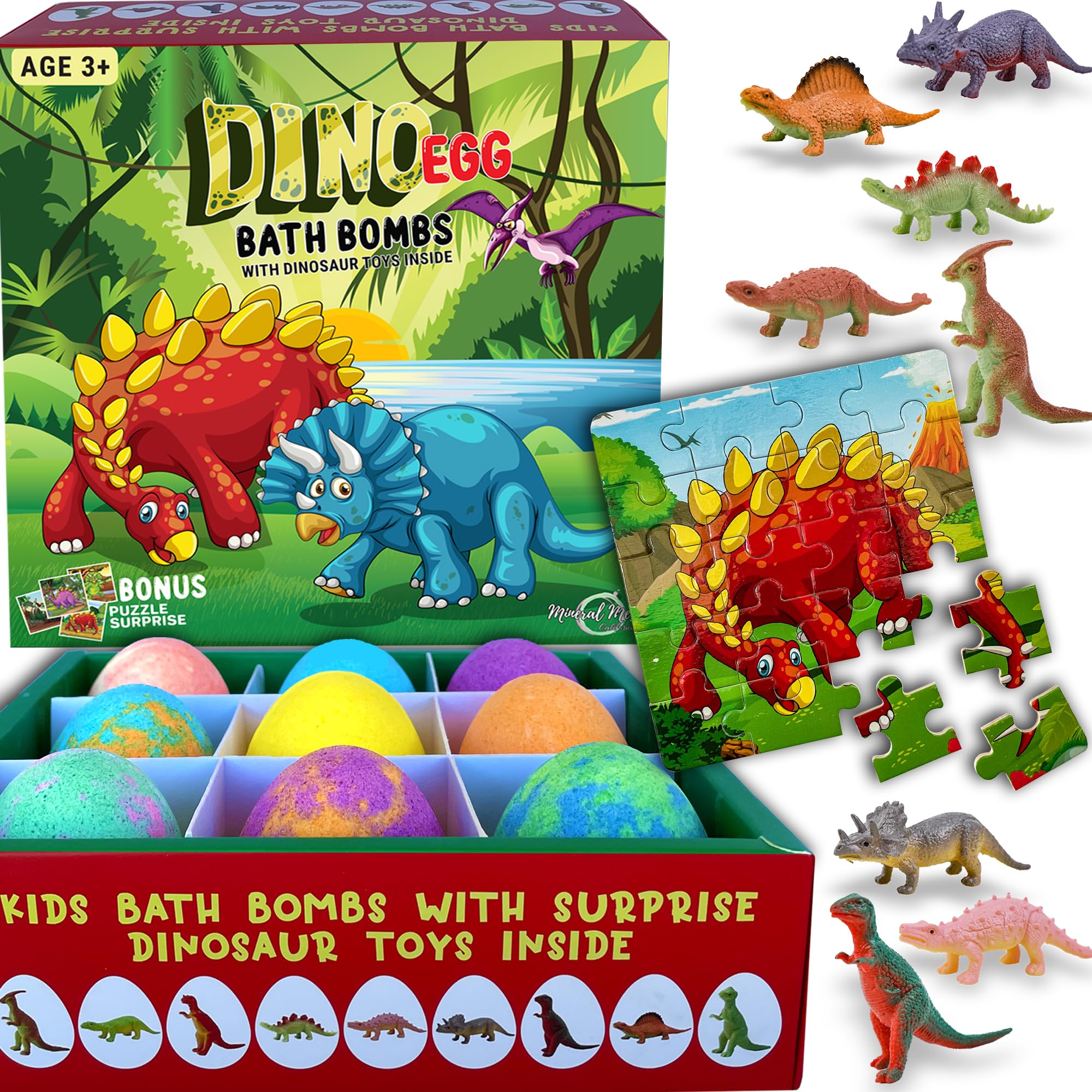 Bath Bombs for Kids with Toys Inside - Organic Bubble Bath Fizzies with Jungle Animal Toys. Gentle and Kids Friendly Spa Bath Balls, Bath Fizz Balls - Birthday Gifts for Toddlers, Boys, Girls