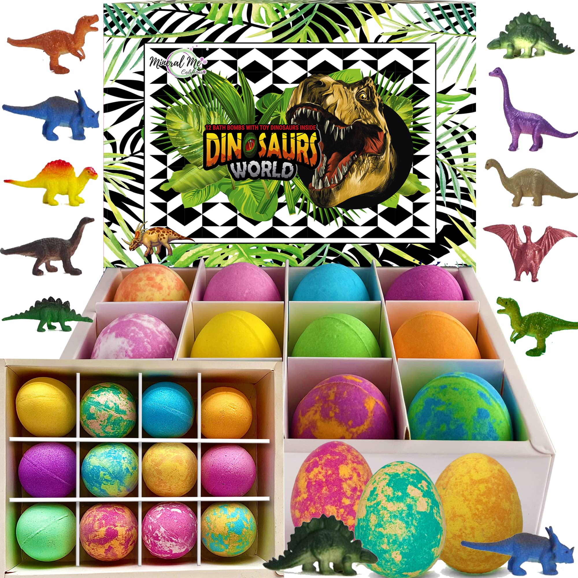 Bath Bombs for Kids with Toys Inside - Organic Bubble Bath Fizzies with Jungle Animal Toys. Gentle and Kids Friendly Spa Bath Balls, Bath Fizz Balls - Birthday Gifts for Toddlers, Boys, Girls