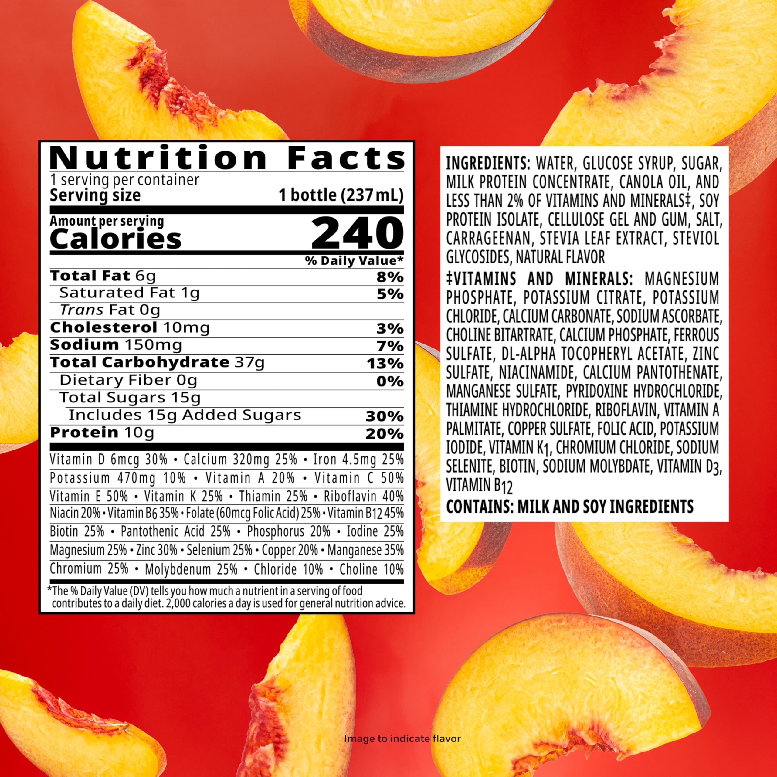 BOOST Original Ready to Drink Nutritional Drinks, Peaches & Creme, 8 Fl Oz (Pack of 24)