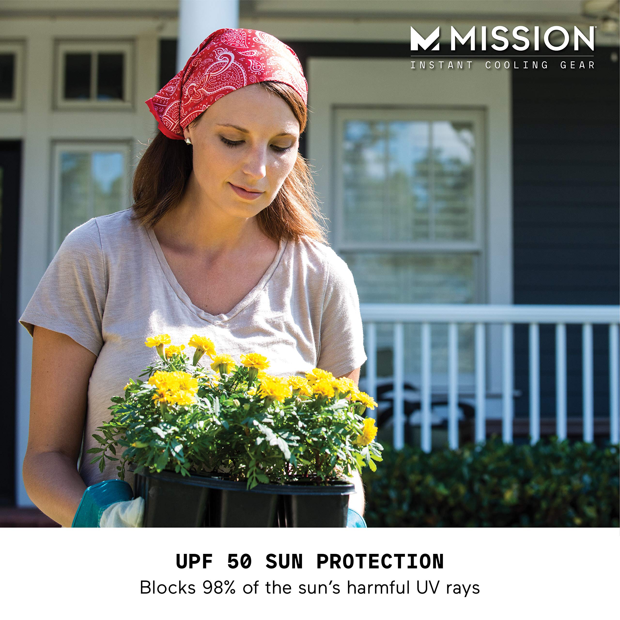 MISSION Cooling Bandana - Lightweight & Breathable - Cools Up to 2 Hours - UPF 50 Sun Protection - Machine Washable