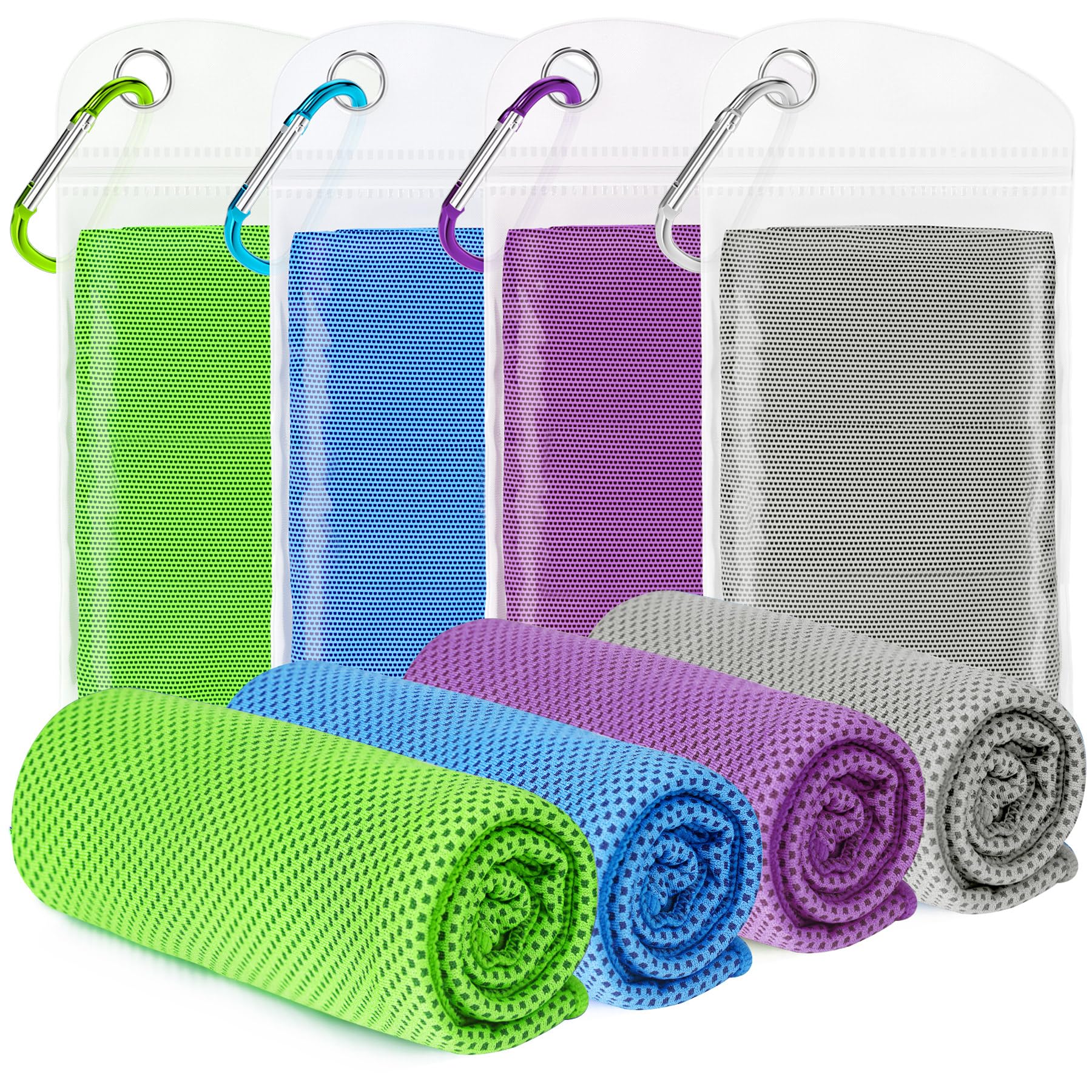 4 Pack Cooling Towels for Neck and Face(40"x12"), Cooling Neck Wraps, Ice Towel for Hot Weather, Soft Breathable Gym Towel, Cool Towel for Workout, Camping, Yoga, Sport, Running
